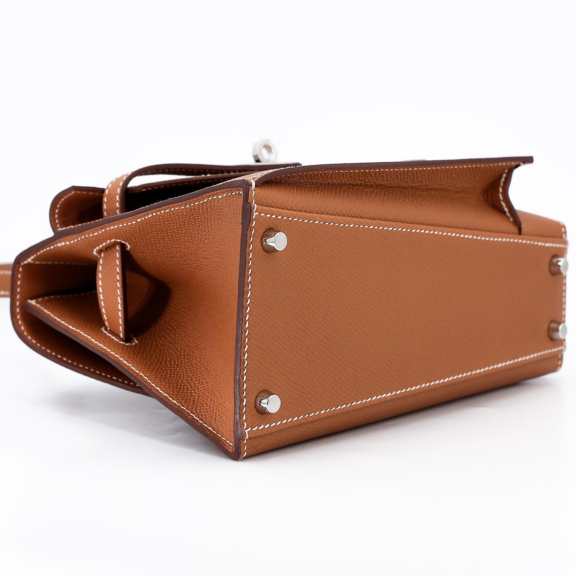 Brand New ( Rank N ) HERMÈS Special Order Kelly 20 en Desordre Gold (37) Epsom Palladium hardware W (2024) - 5