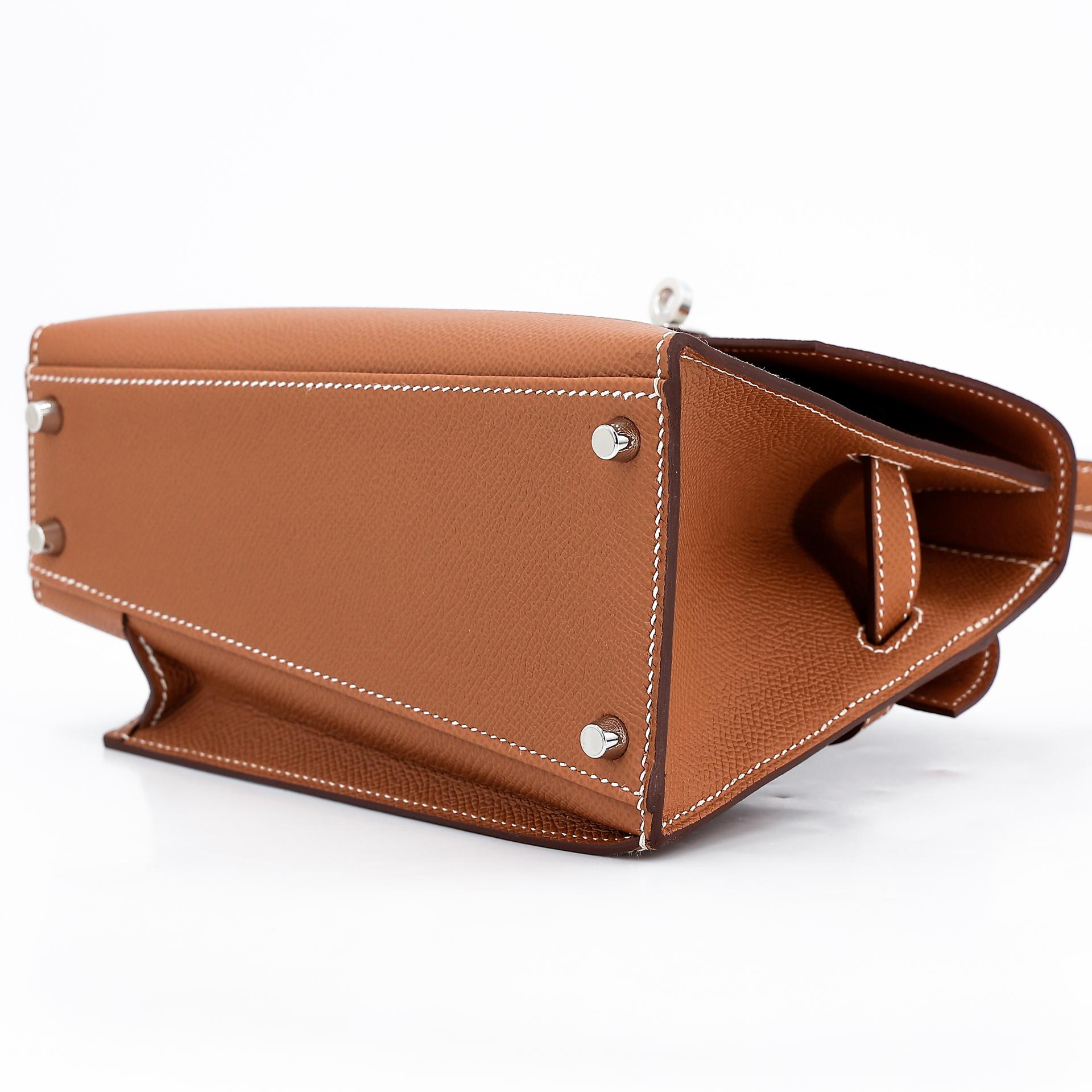 Brand New ( Rank N ) HERMÈS Special Order Kelly 20 en Desordre Gold (37) Epsom Palladium hardware W (2024) - 6