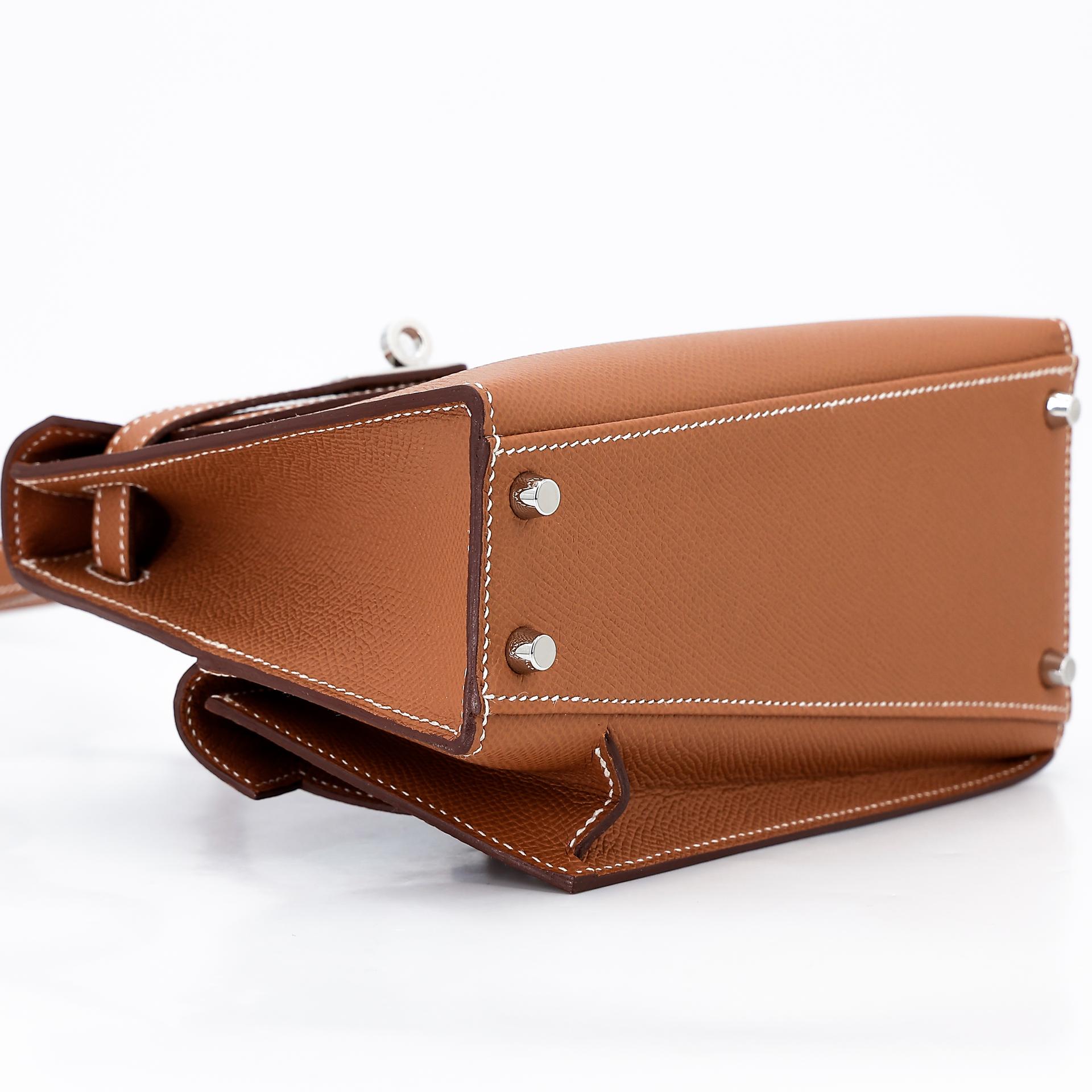Brand New ( Rank N ) HERMÈS Special Order Kelly 20 en Desordre Gold (37) Epsom Palladium hardware W (2024) - 7