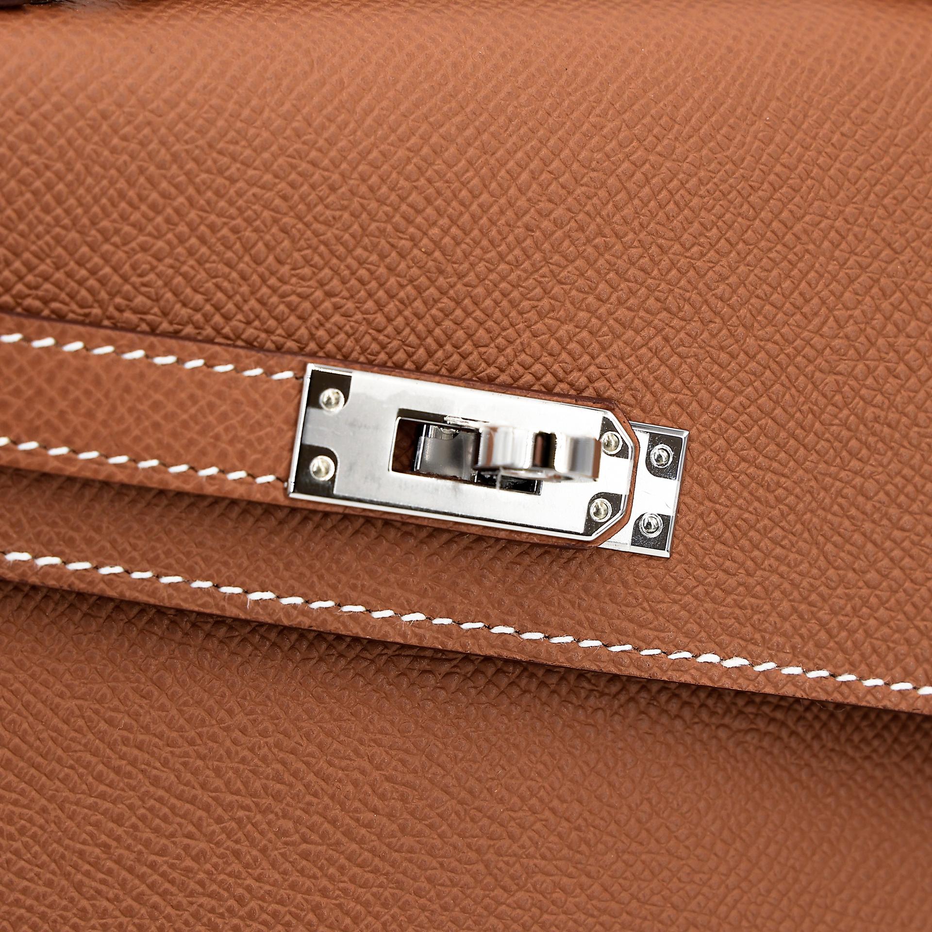 Brand New ( Rank N ) HERMÈS Special Order Kelly 20 en Desordre Gold (37) Epsom Palladium hardware W (2024) - 8