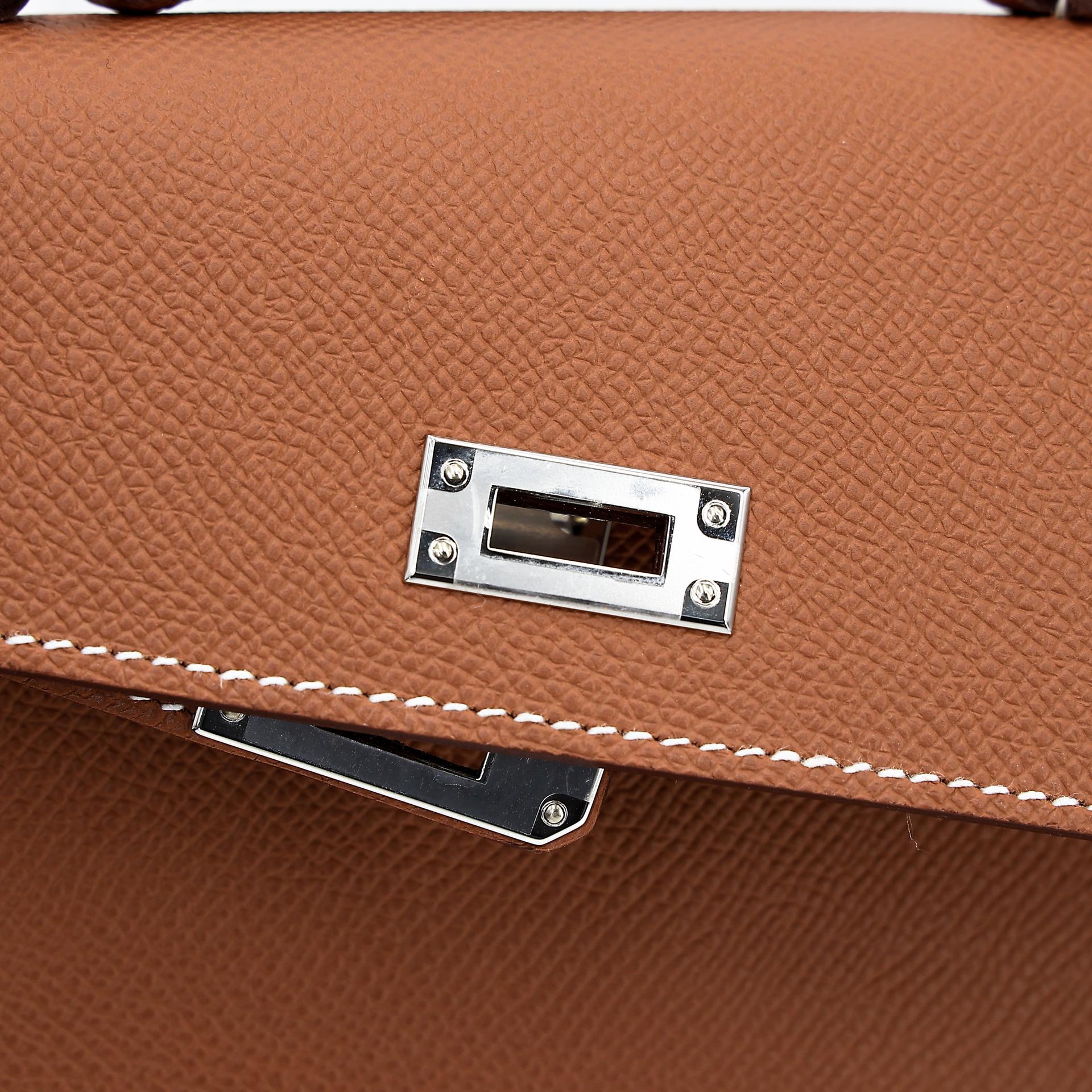 Brand New ( Rank N ) HERMÈS Special Order Kelly 20 en Desordre Gold (37) Epsom Palladium hardware W (2024) - 9