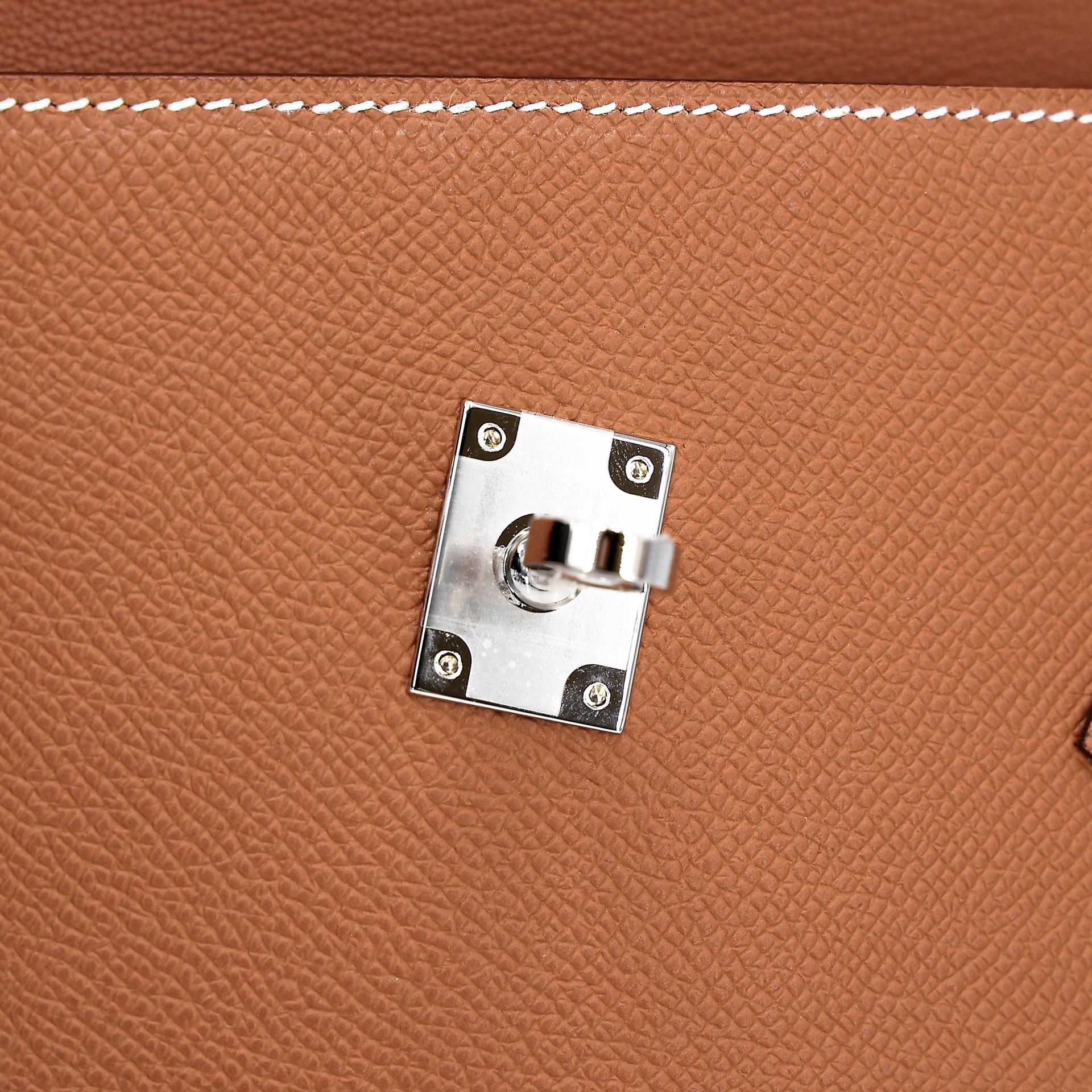 Brand New ( Rank N ) HERMÈS Special Order Kelly 20 en Desordre Gold (37) Epsom Palladium hardware W (2024) - 11