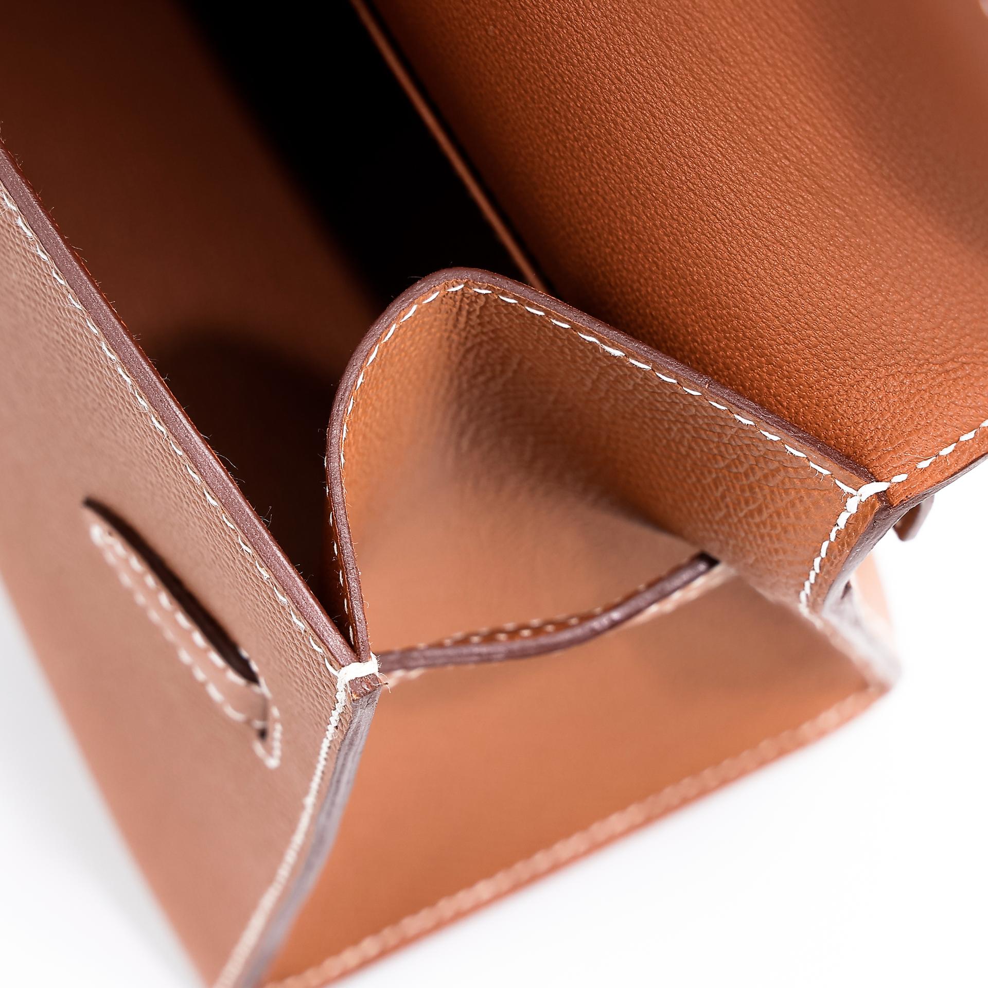 Brand New ( Rank N ) HERMÈS Special Order Kelly 20 en Desordre Gold (37) Epsom Palladium hardware W (2024) - 13