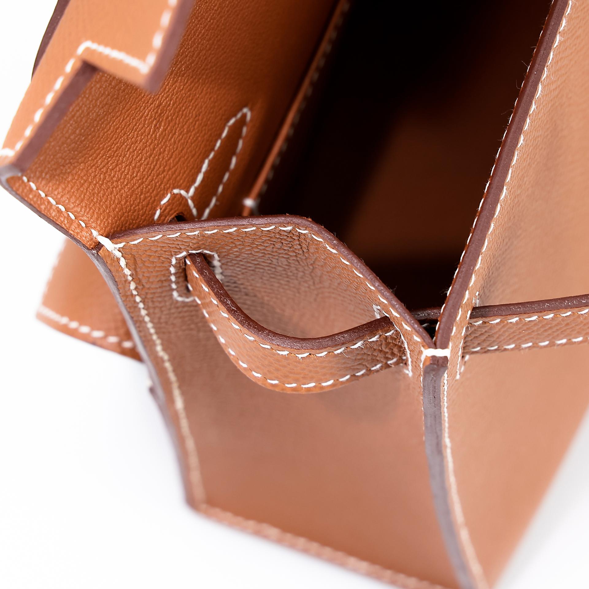 Brand New ( Rank N ) HERMÈS Special Order Kelly 20 en Desordre Gold (37) Epsom Palladium hardware W (2024) - 14