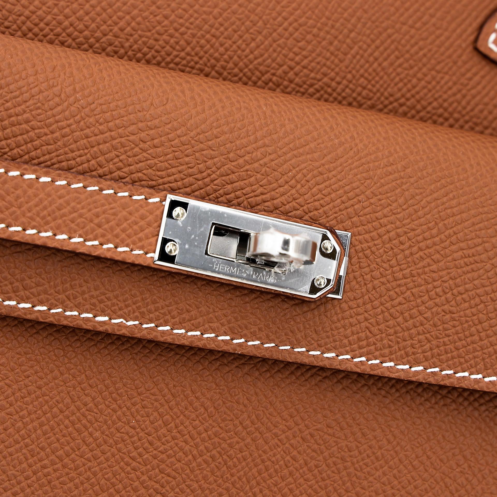 Brand New ( Rank N ) HERMÈS Special Order Kelly 20 en Desordre Gold (37) Epsom Palladium hardware W (2024) - 16
