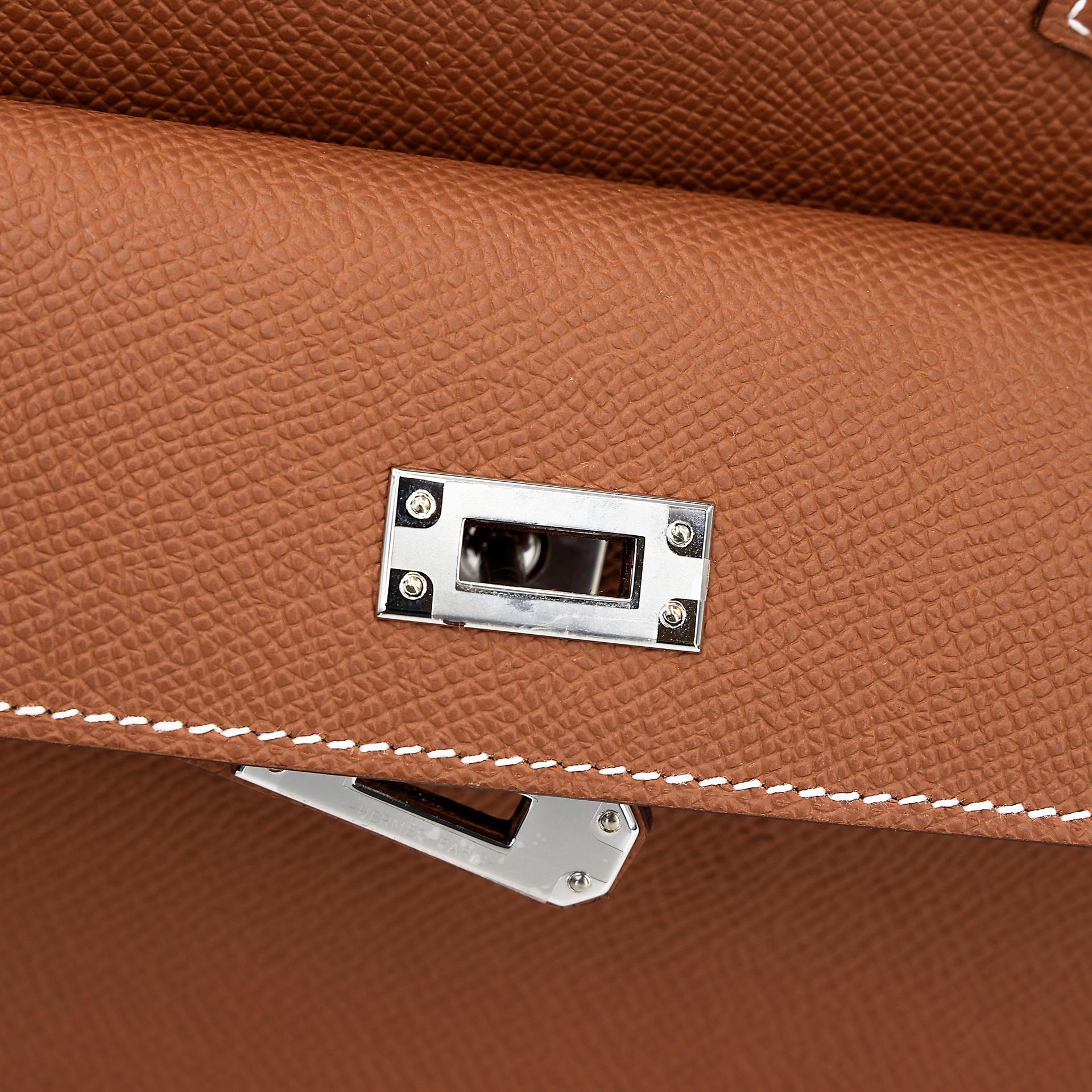 Brand New ( Rank N ) HERMÈS Special Order Kelly 20 en Desordre Gold (37) Epsom Palladium hardware W (2024) - 17