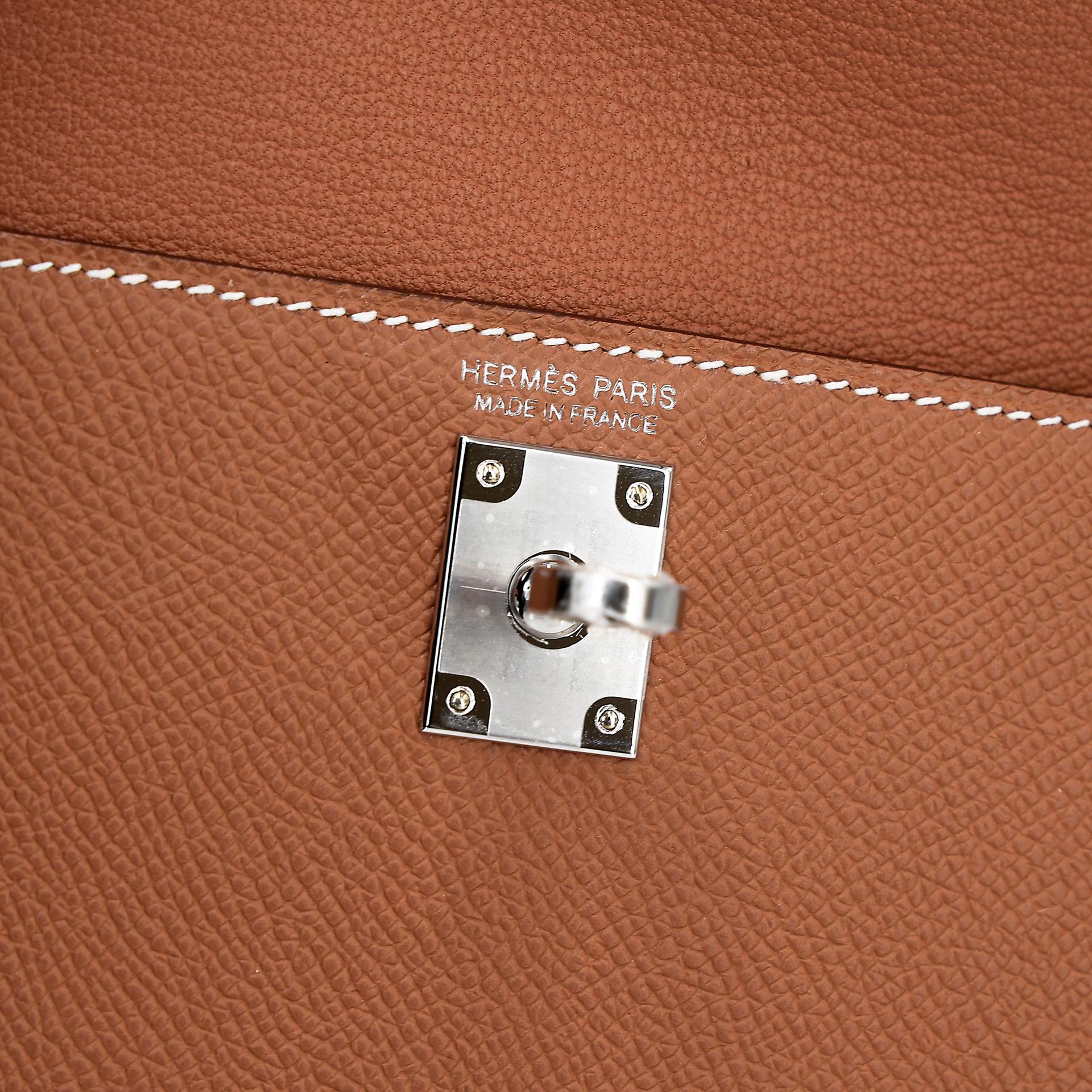 Brand New ( Rank N ) HERMÈS Special Order Kelly 20 en Desordre Gold (37) Epsom Palladium hardware W (2024) - 19
