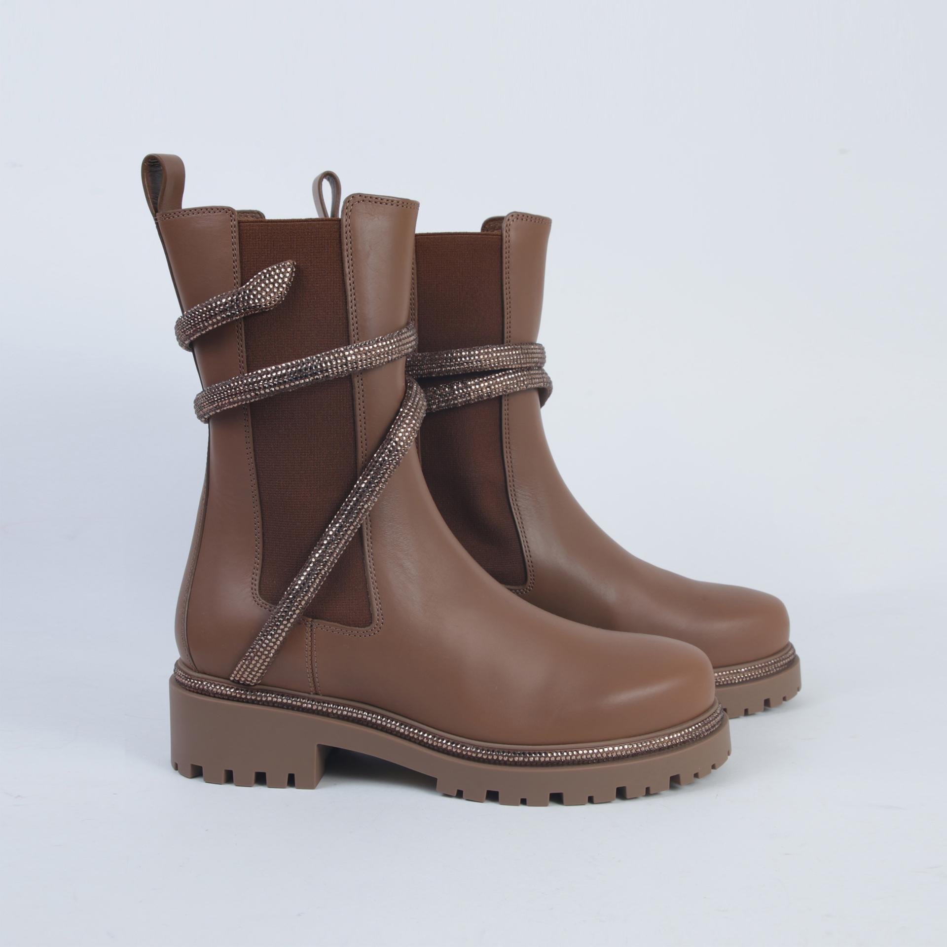 Unused ( Rank NS )Rene Caovilla 'Cleo' Ankle Boots Brown - 5