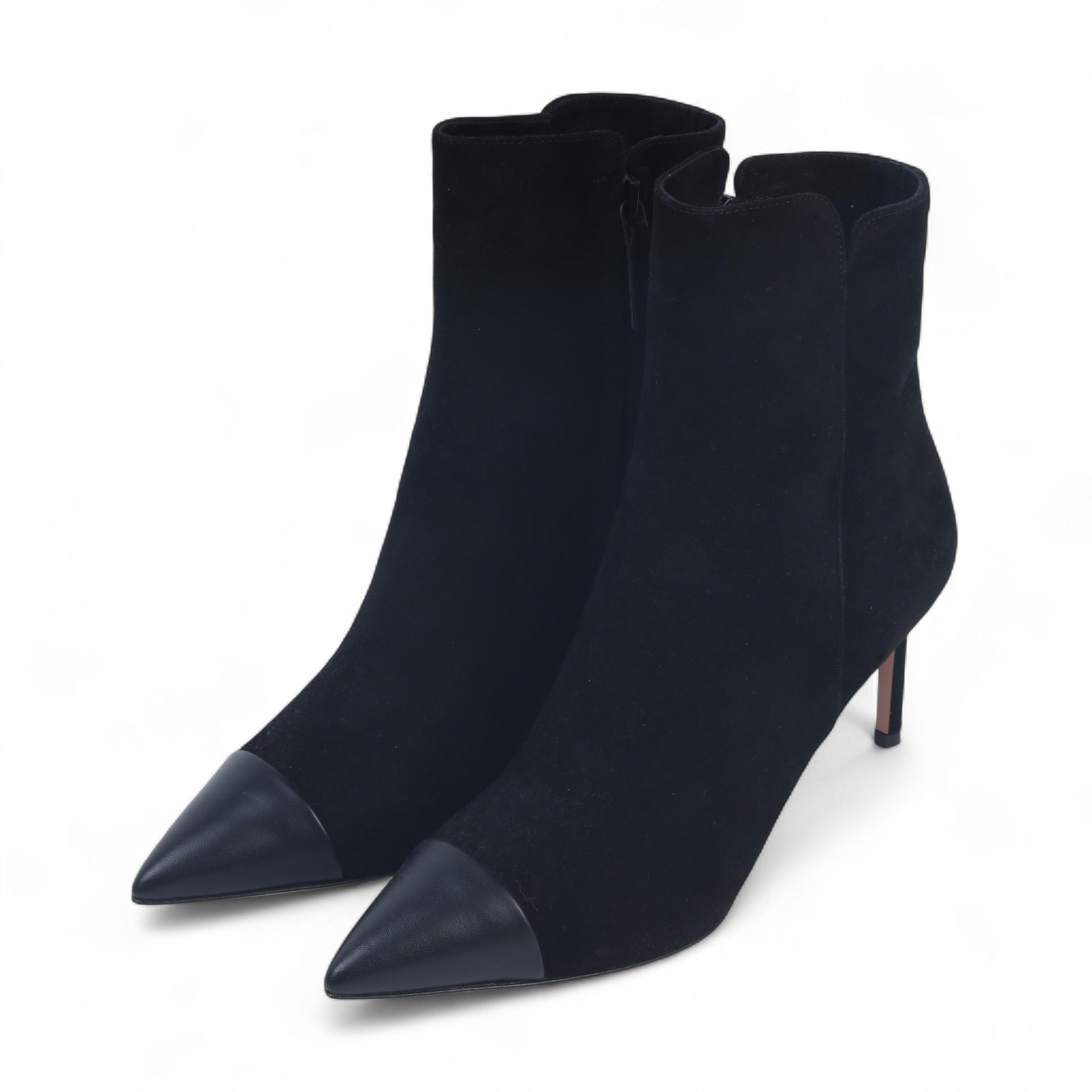 Aquazzura Milanese 75 suede and leather ankle boots Black