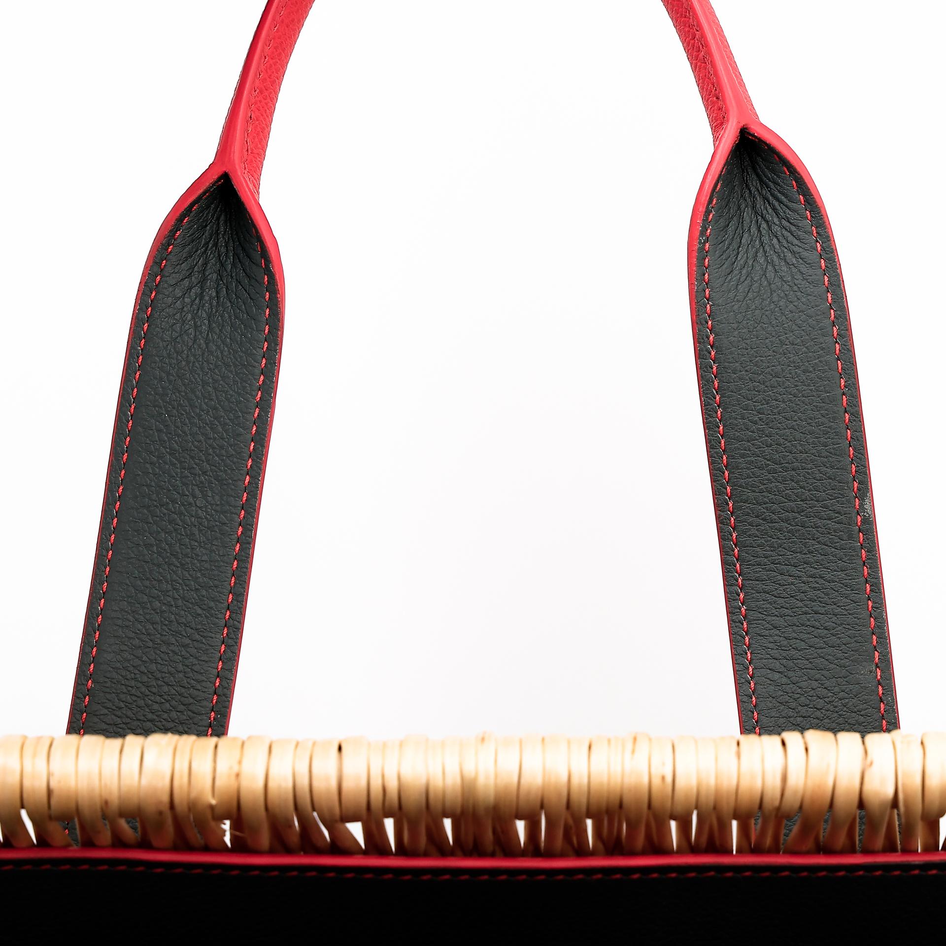 Unused ( Rank NS ) HERMÈS Panier en osier GM Aleatoire Rouge Tomate (S5) Bleu Orage (Y7) Osier Wicker Epsom - 10