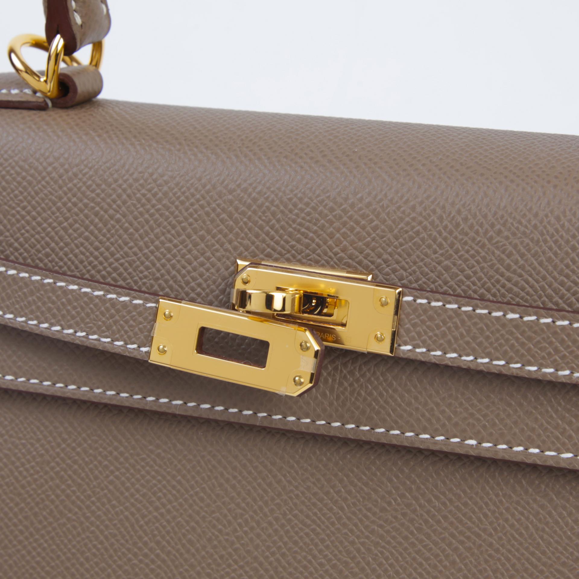 Unused ( Rank NS ) HERMÈS Kelly 25 Sellier Etoupe (18) Epsom Gold hardware W (2024) - 8