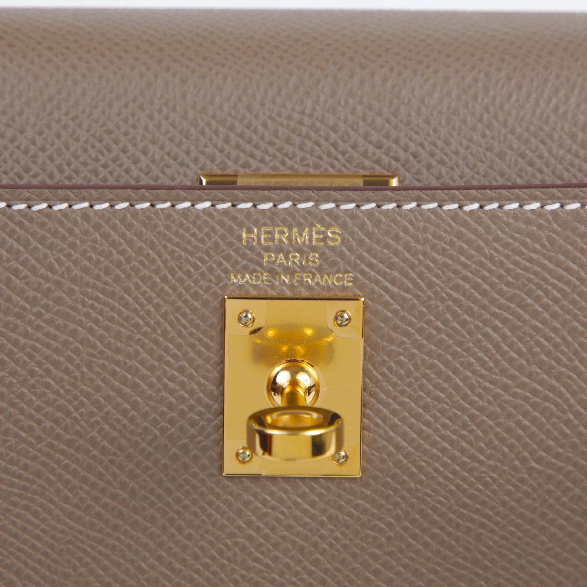 Unused ( Rank NS ) HERMÈS Kelly 25 Sellier Etoupe (18) Epsom Gold hardware W (2024) - 9