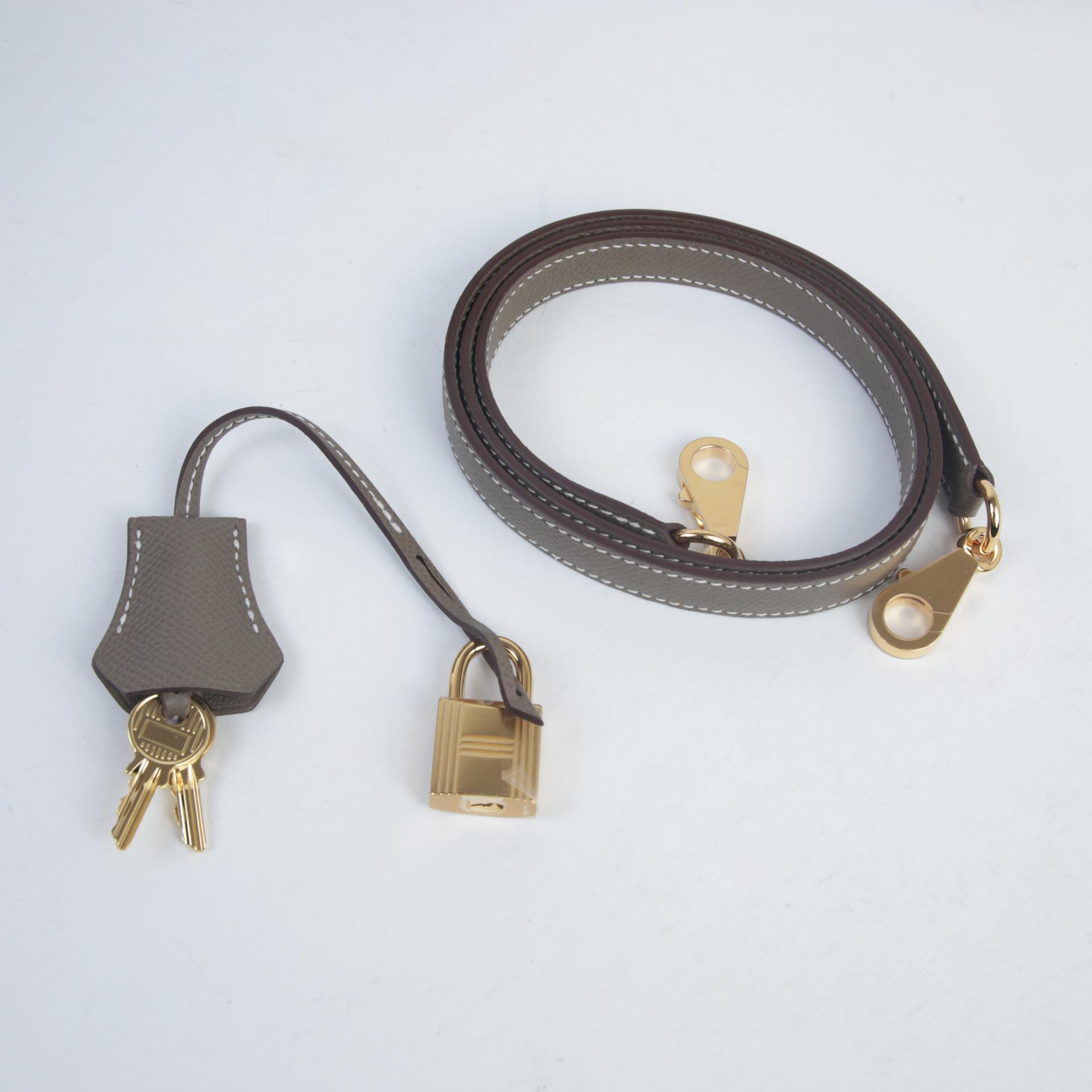 Unused ( Rank NS ) HERMÈS Kelly 25 Sellier Etoupe (18) Epsom Gold hardware W (2024) - 14