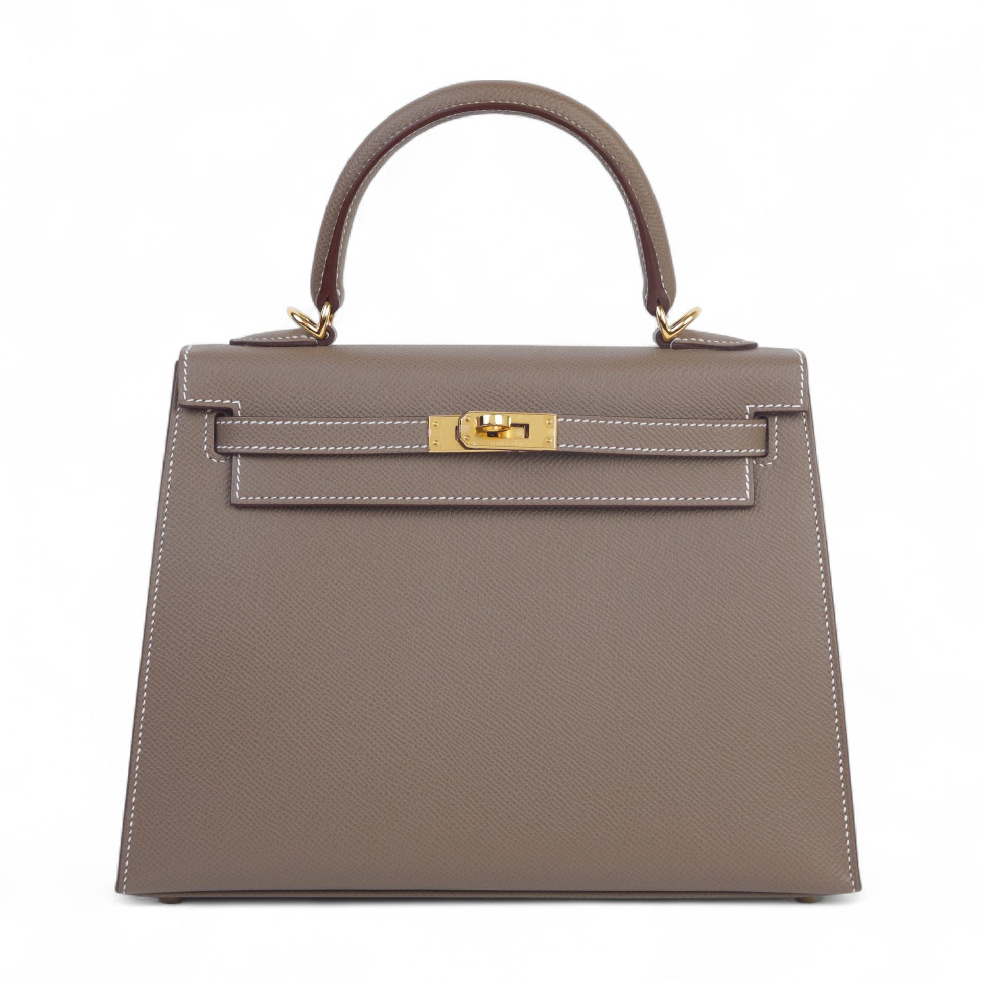 Unused ( Rank NS ) HERMÈS Kelly 25 Sellier Etoupe (18) Epsom Gold hardware W (2024) - 1
