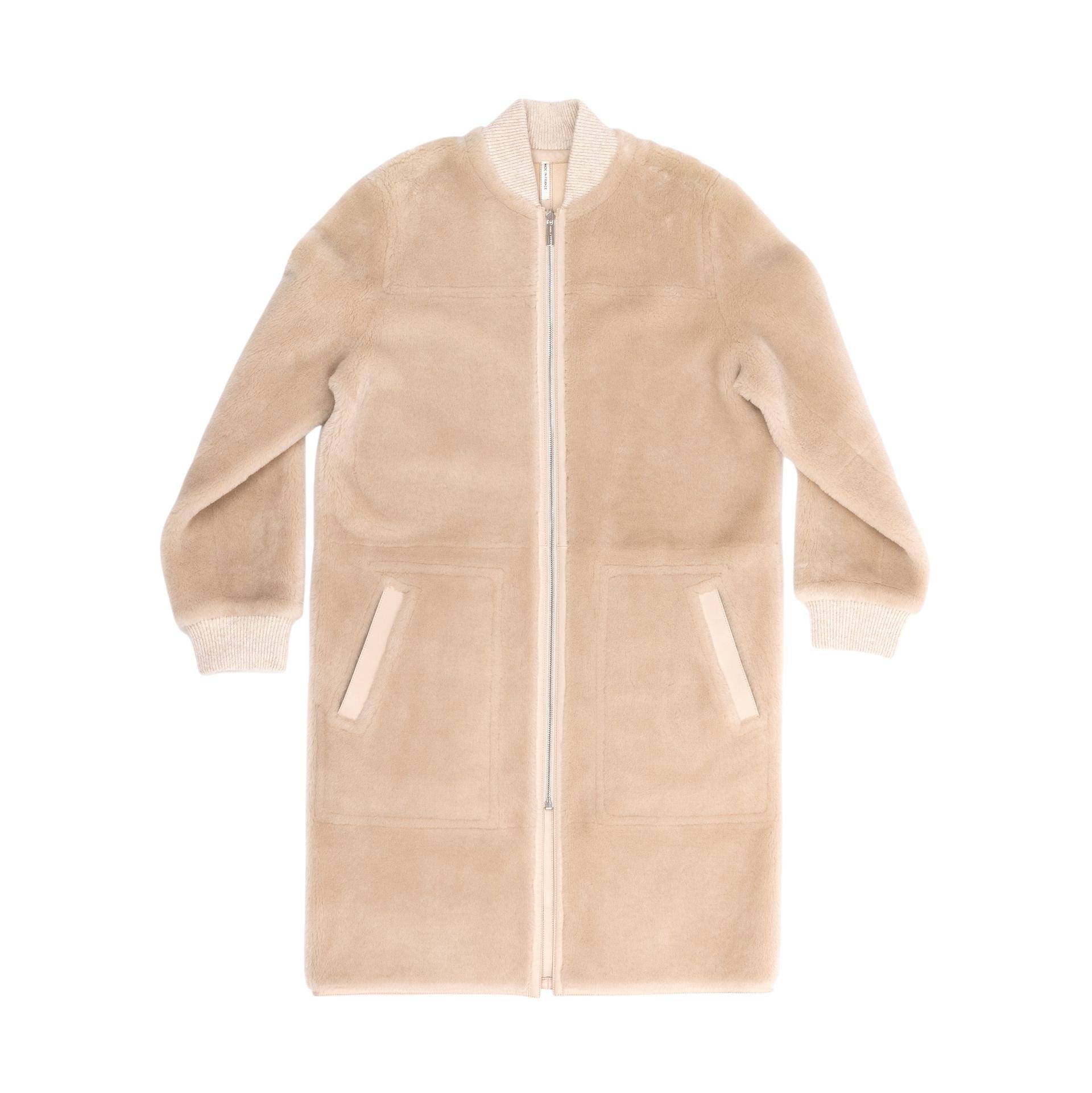 Excellent ( Rank SA ) HERMÈS Reversible Lambskin Shearling Coat Beige - 1