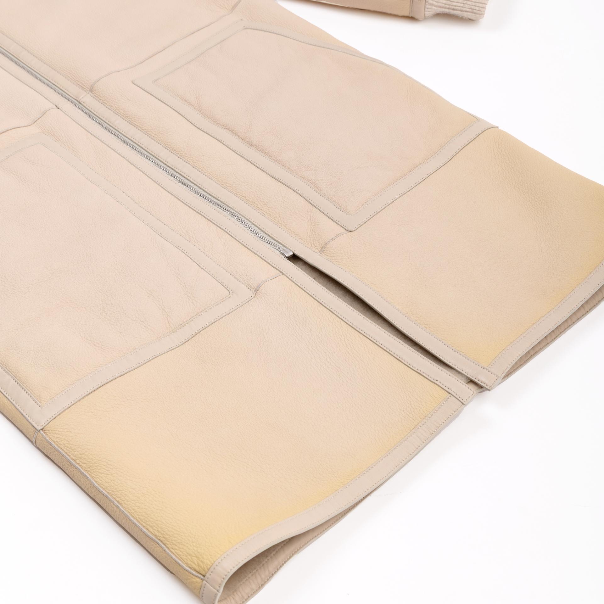 Excellent ( Rank SA ) HERMÈS Reversible Lambskin Shearling Coat Beige - 11