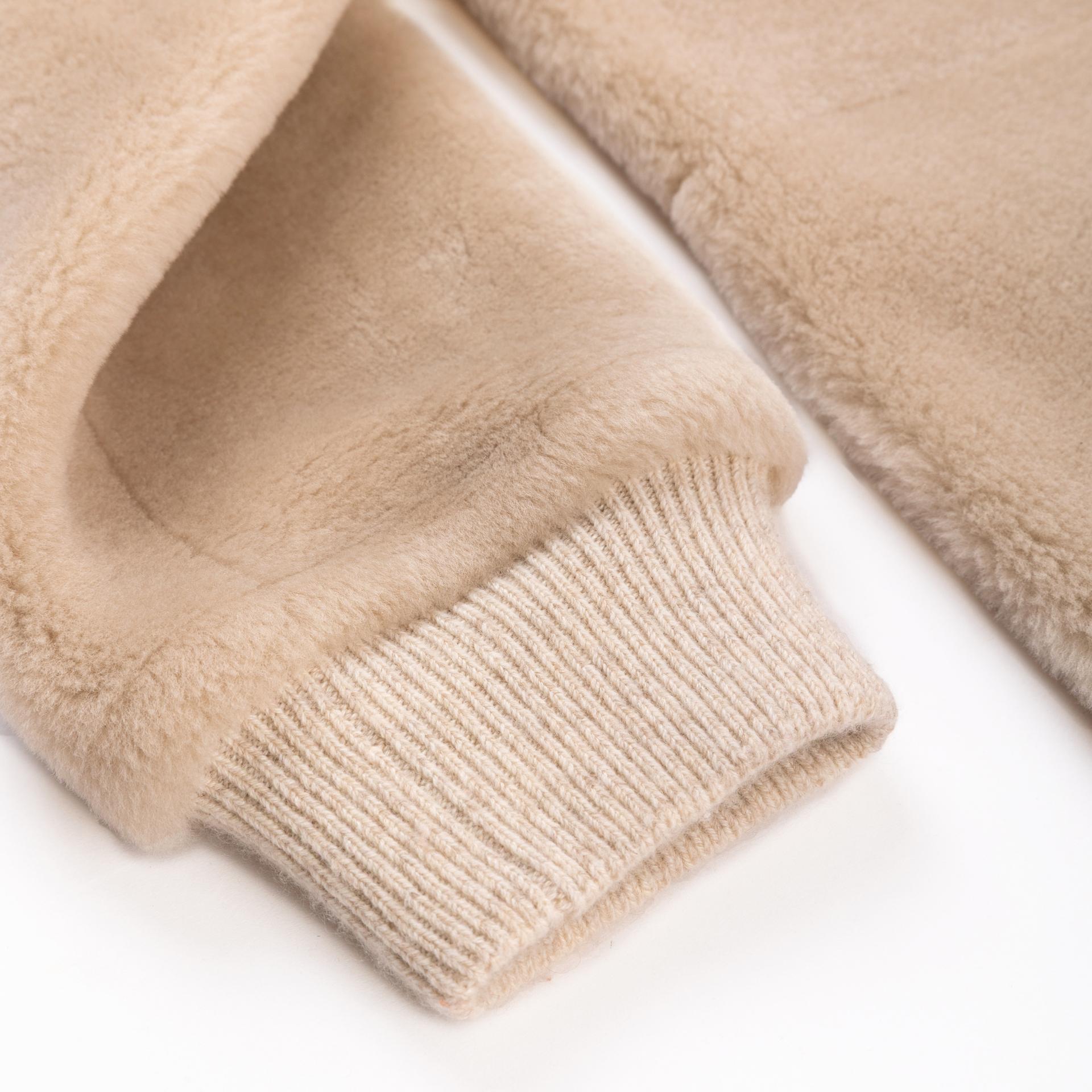 Excellent ( Rank SA ) HERMÈS Reversible Lambskin Shearling Coat Beige - 5