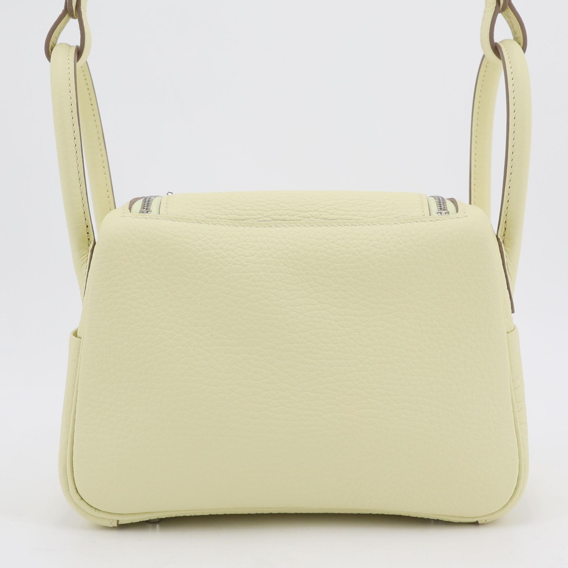 Brand New ( Rank N ) HERMÈS Mini Lindy II Jaune milton (i8) Clemence Palladium hardware W (2024) - 2