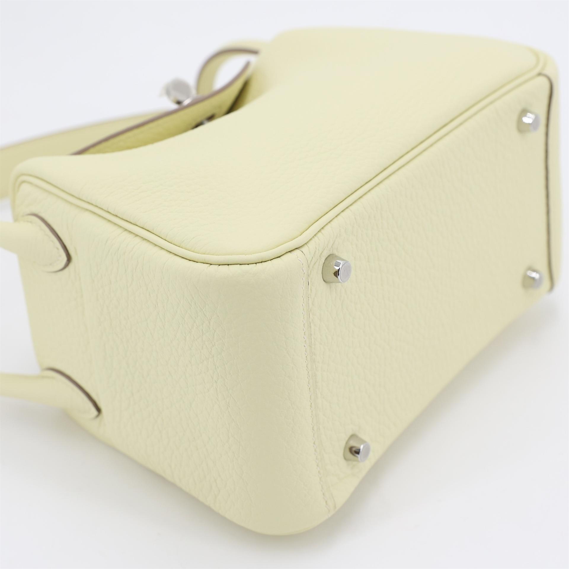 Brand New ( Rank N ) HERMÈS Mini Lindy II Jaune milton (i8) Clemence Palladium hardware W (2024) - 6