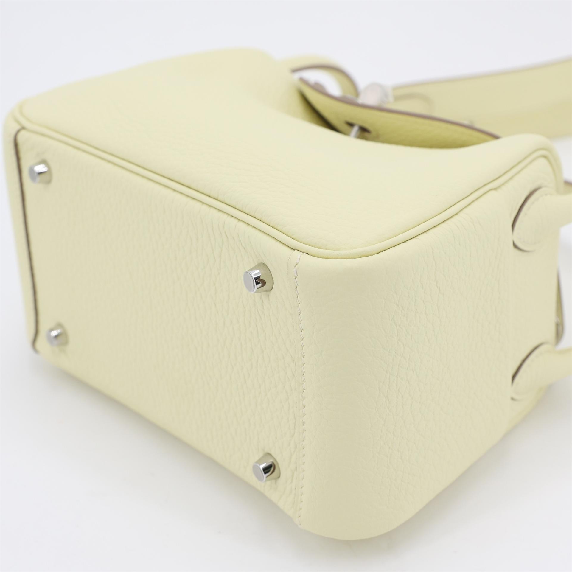 Brand New ( Rank N ) HERMÈS Mini Lindy II Jaune milton (i8) Clemence Palladium hardware W (2024) - 7
