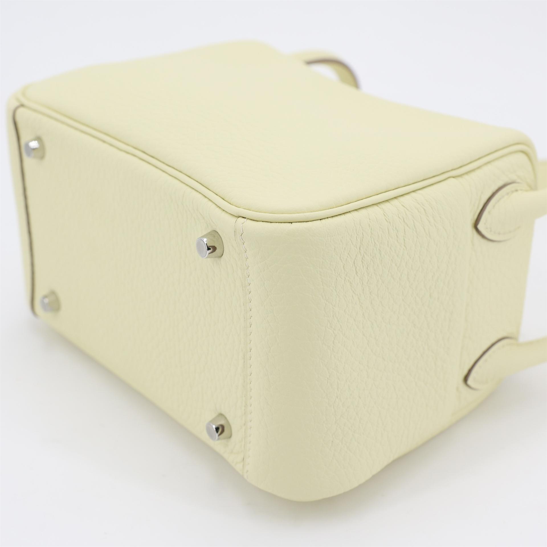 Brand New ( Rank N ) HERMÈS Mini Lindy II Jaune milton (i8) Clemence Palladium hardware W (2024) - 9