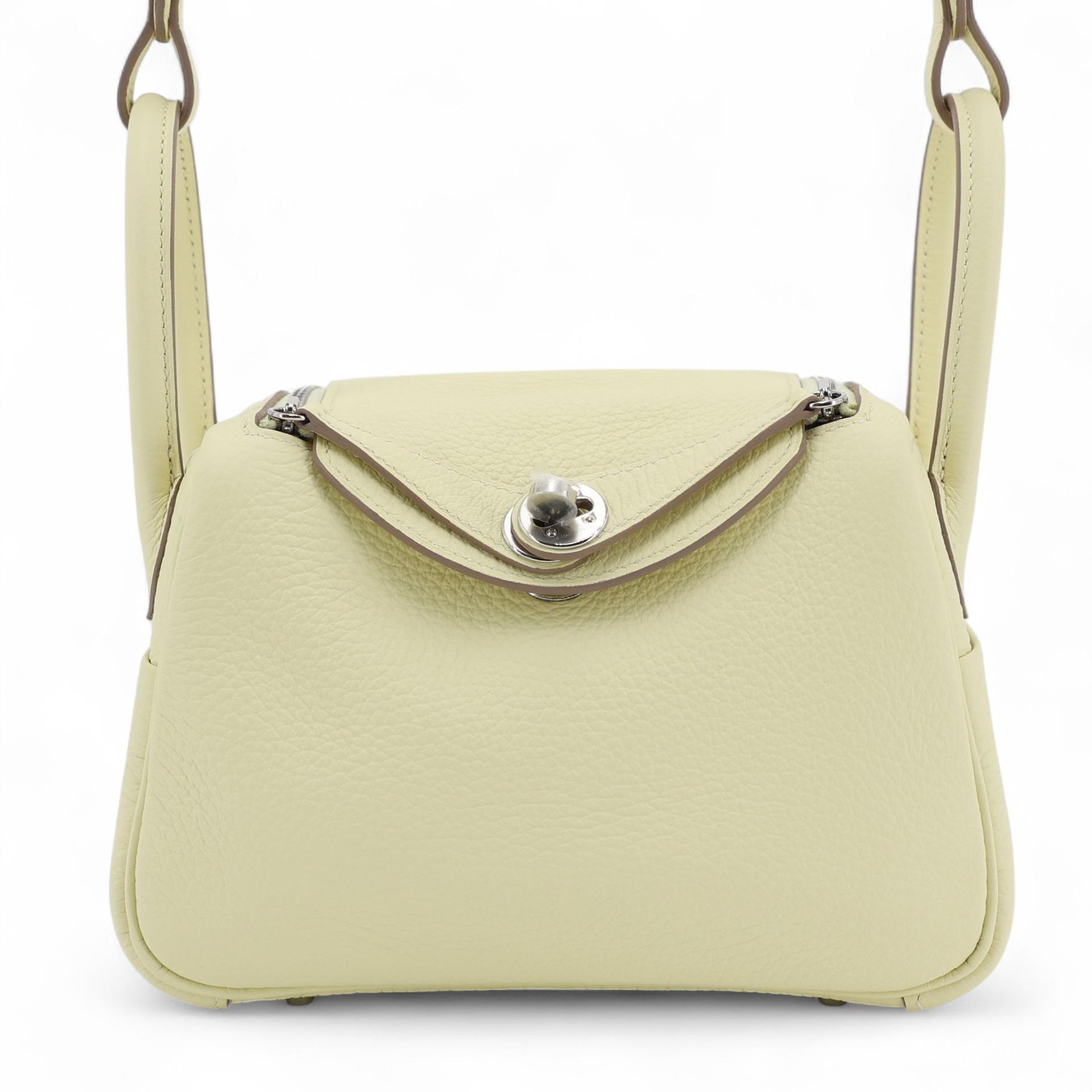 Brand New ( Rank N ) HERMÈS Mini Lindy II Jaune milton (i8) Clemence Palladium hardware W (2024) - 1