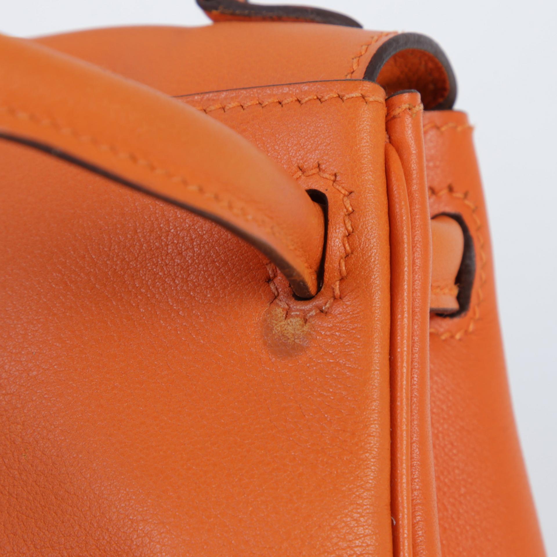 Very Good ( Rank A) HERMÈS Limited Edition Kelly Doll Orange (93) Veau Gulliver Palladium hardware Square D (2000) - 12