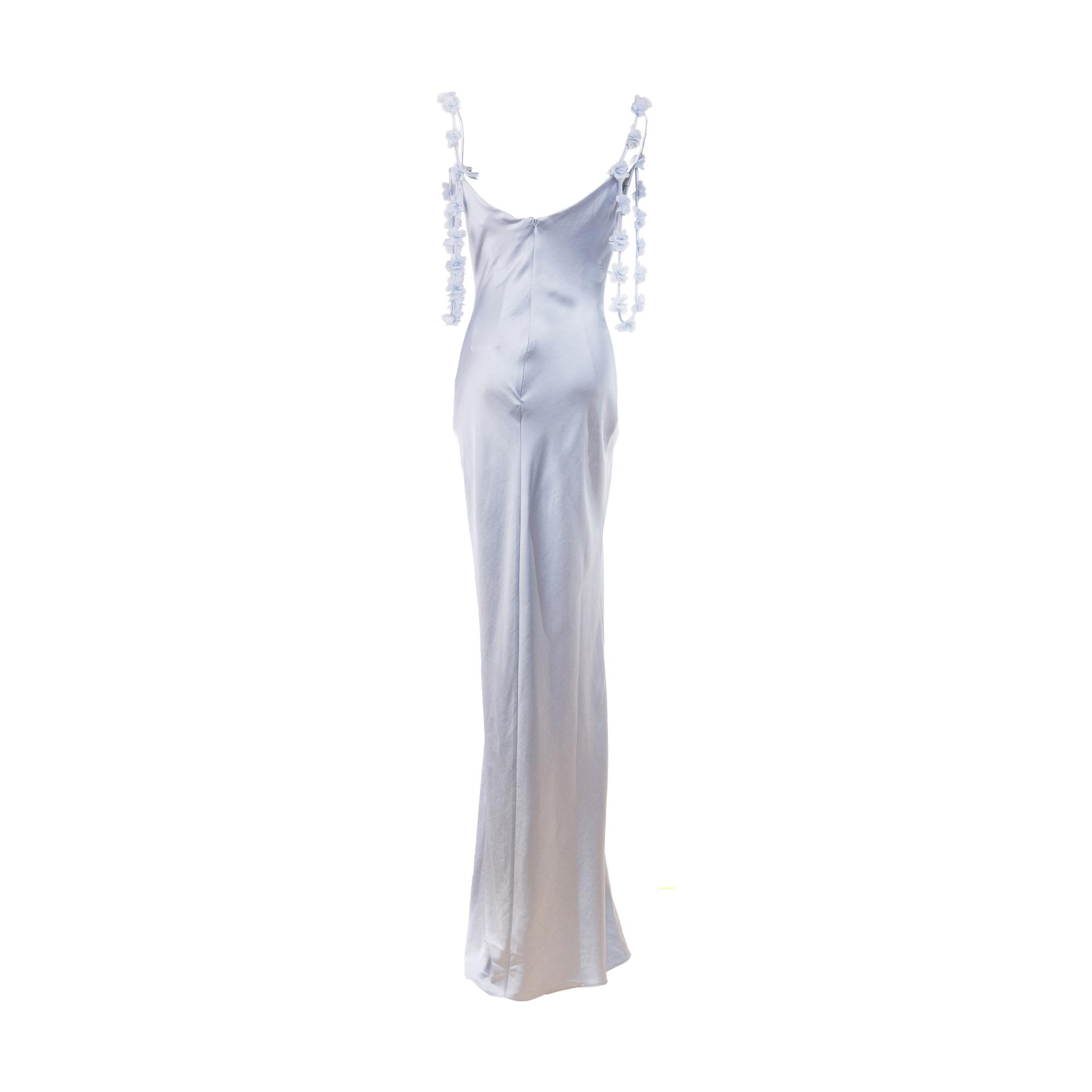 Unused ( Rank NS )SELF-PORTRAIT Blue Satin Flower Maxi Dress Blue - 2