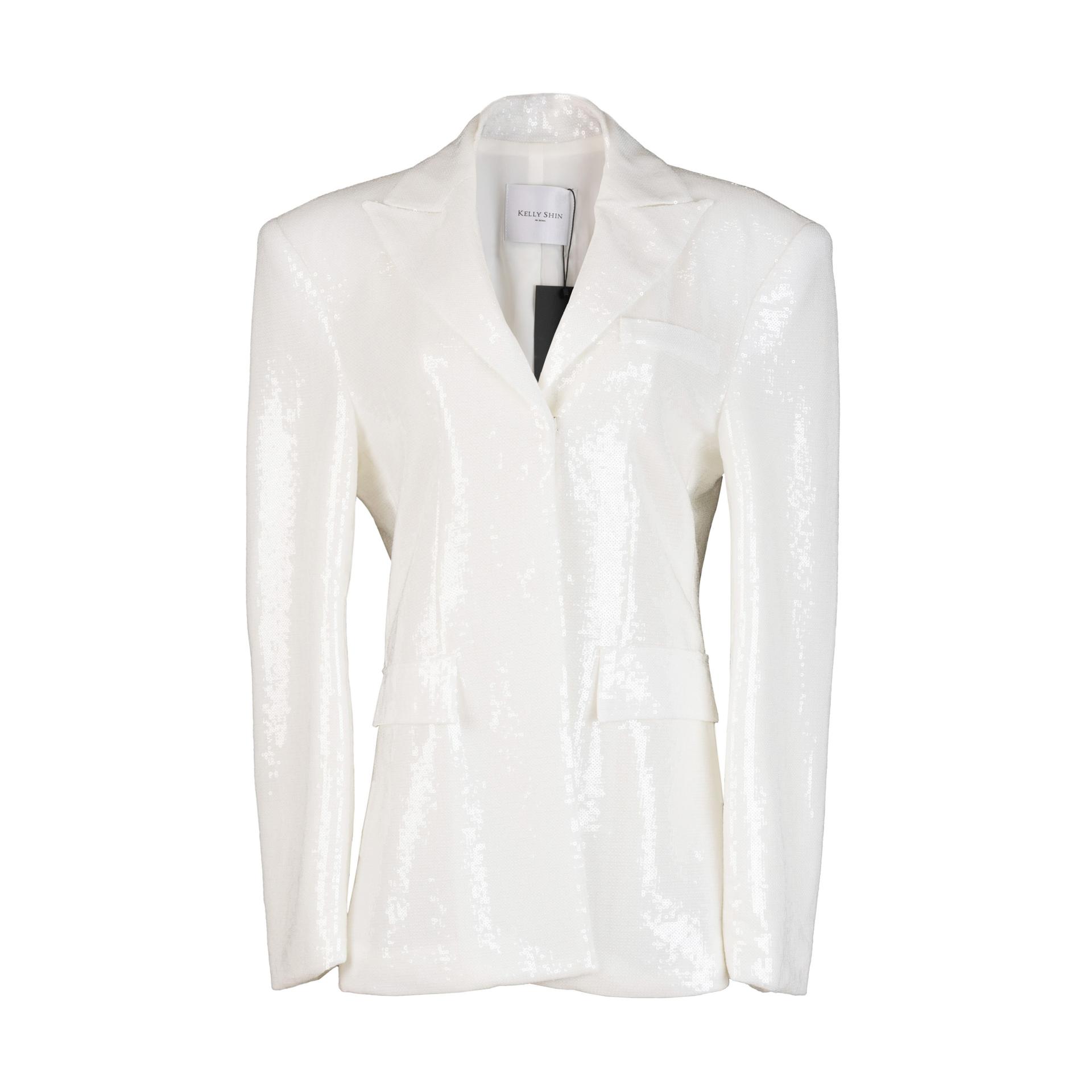 Unused ( Rank NS )KELLY SHIN Sequin Jacket Ivory White - 7