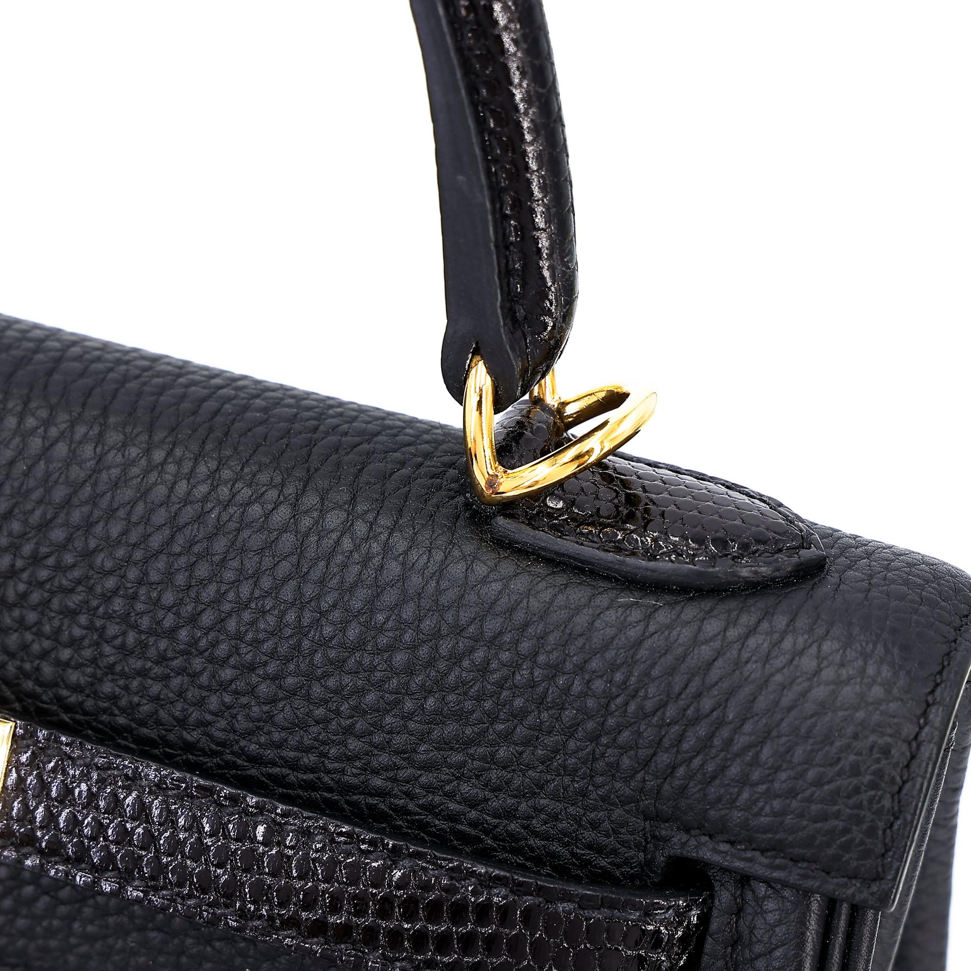 Very Good ( Rank A) HERMÈS Kelly 25 Touch Black (89) Togo Lizard Gold hardware Z (2021) - 4