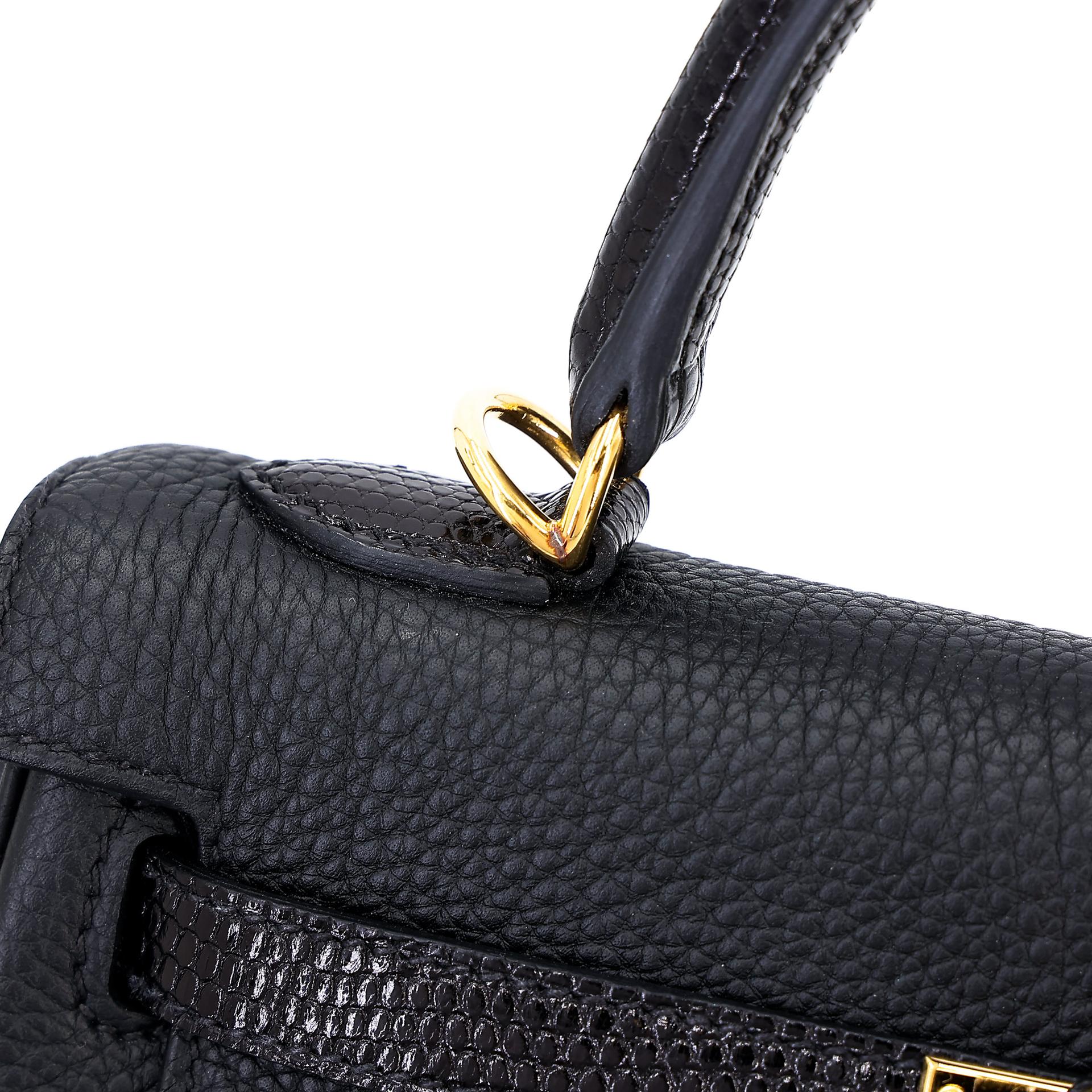 Very Good ( Rank A) HERMÈS Kelly 25 Touch Black (89) Togo Lizard Gold hardware Z (2021) - 5