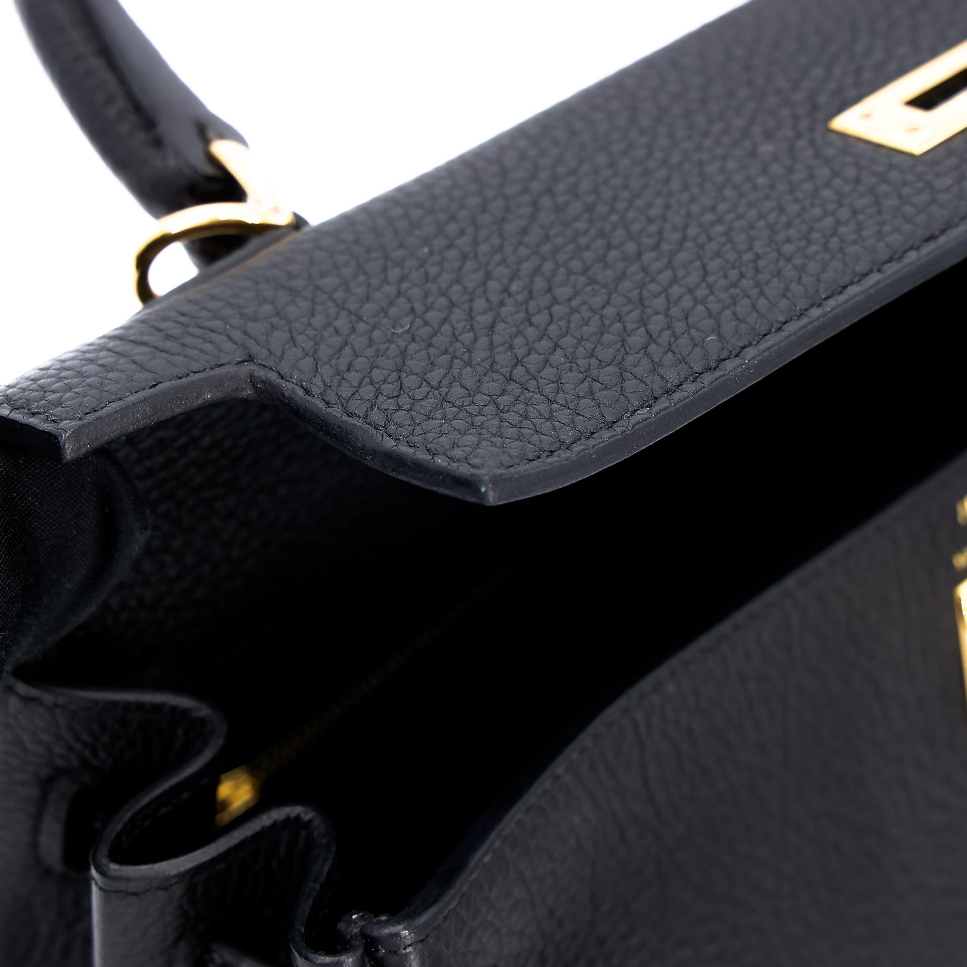 Very Good ( Rank A) HERMÈS Kelly 25 Touch Black (89) Togo Lizard Gold hardware Z (2021) - 17