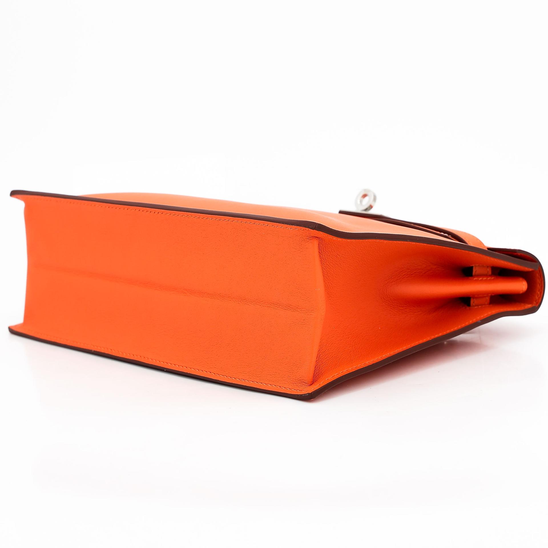Brand New ( Rank N ) HERMÈS Kelly Danse Orange (93) Swift Palladium hardware W (2024) - 3