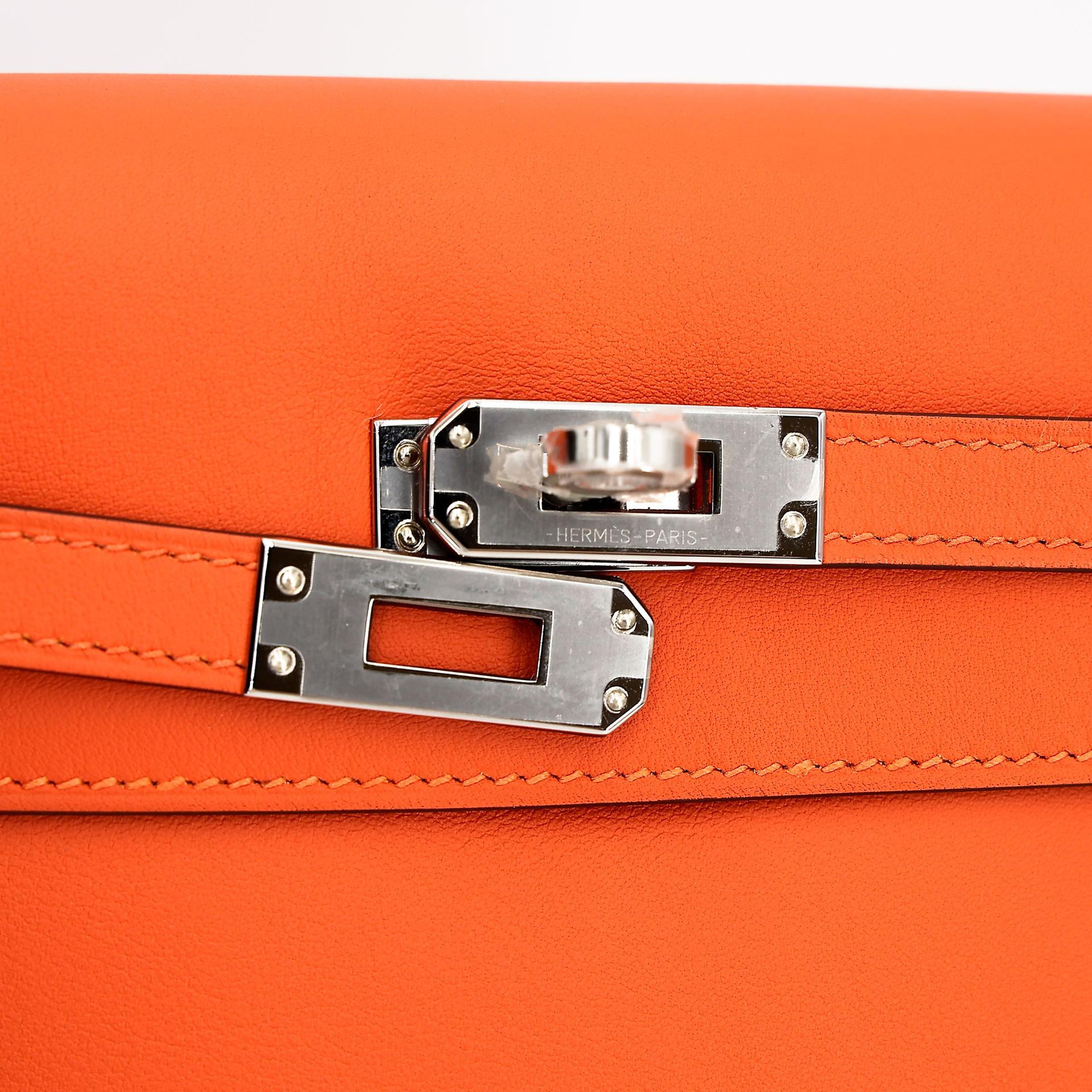 Brand New ( Rank N ) HERMÈS Kelly Danse Orange (93) Swift Palladium hardware W (2024) - 7