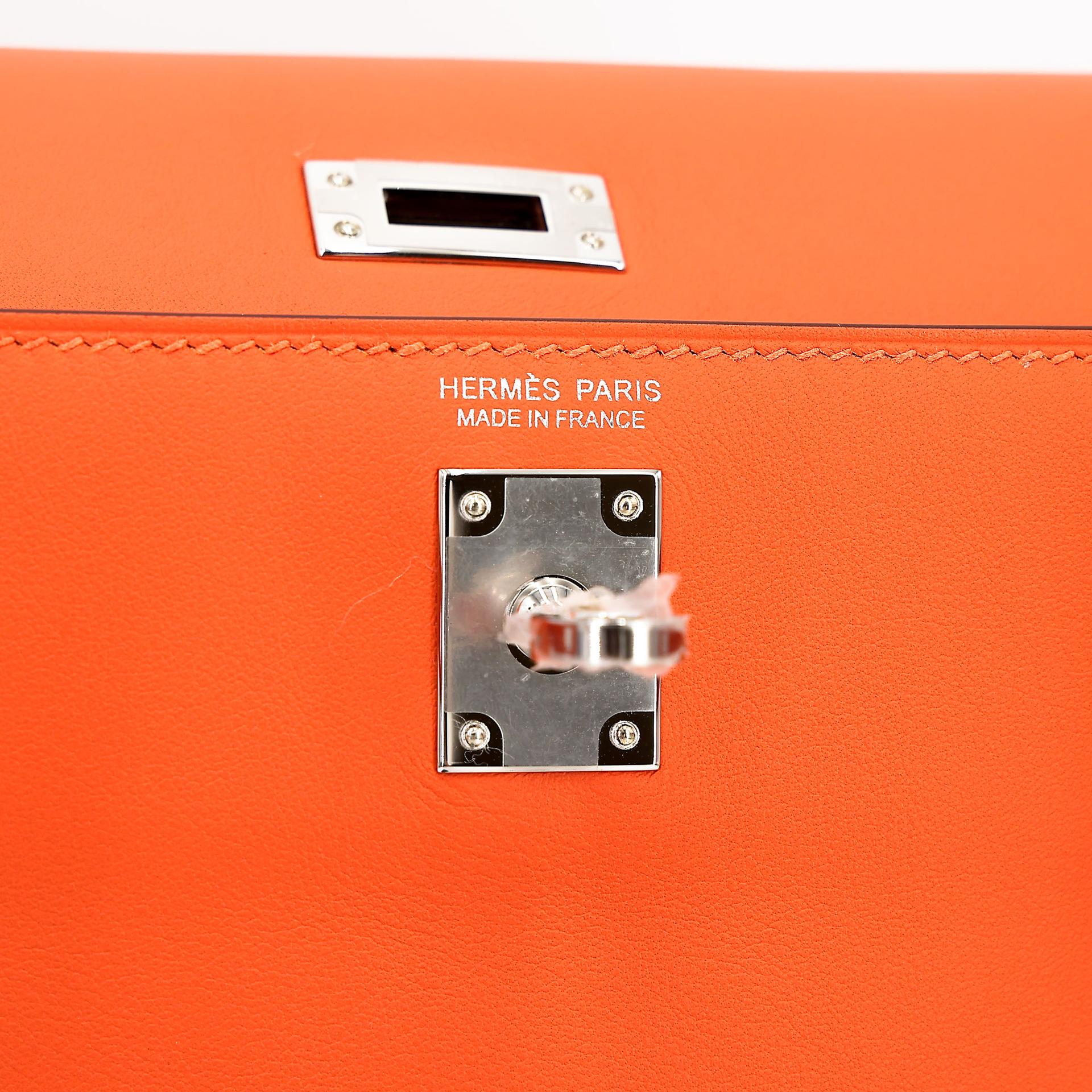 Brand New ( Rank N ) HERMÈS Kelly Danse Orange (93) Swift Palladium hardware W (2024) - 10