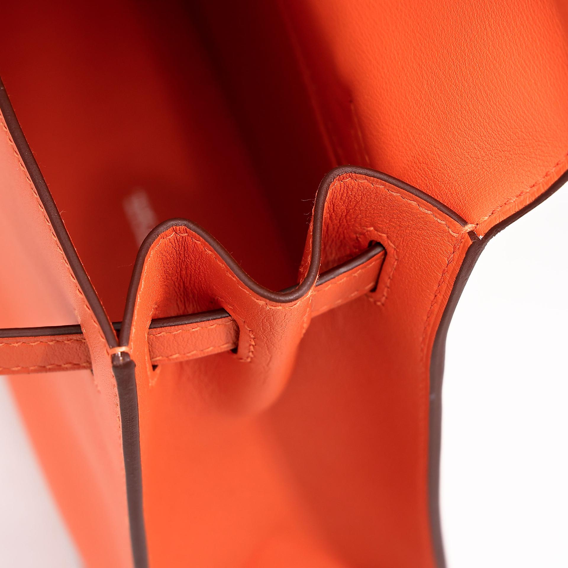 Brand New ( Rank N ) HERMÈS Kelly Danse Orange (93) Swift Palladium hardware W (2024) - 12