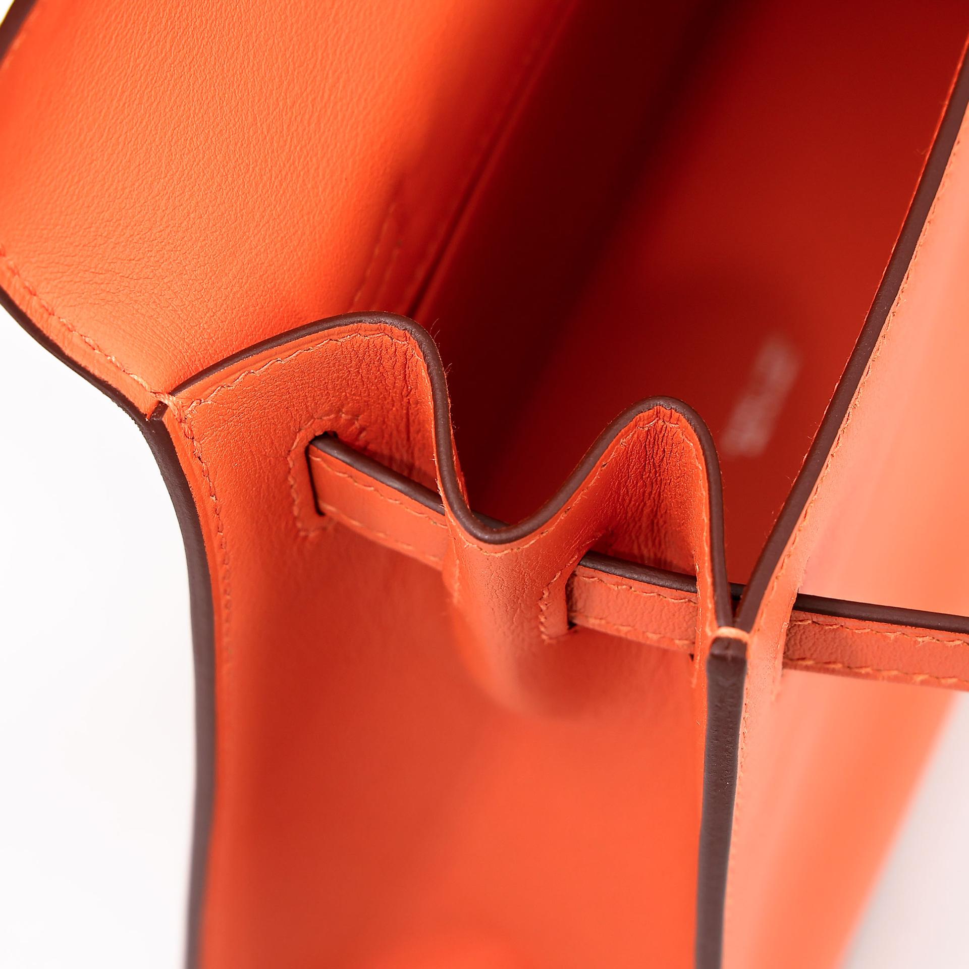 Brand New ( Rank N ) HERMÈS Kelly Danse Orange (93) Swift Palladium hardware W (2024) - 13