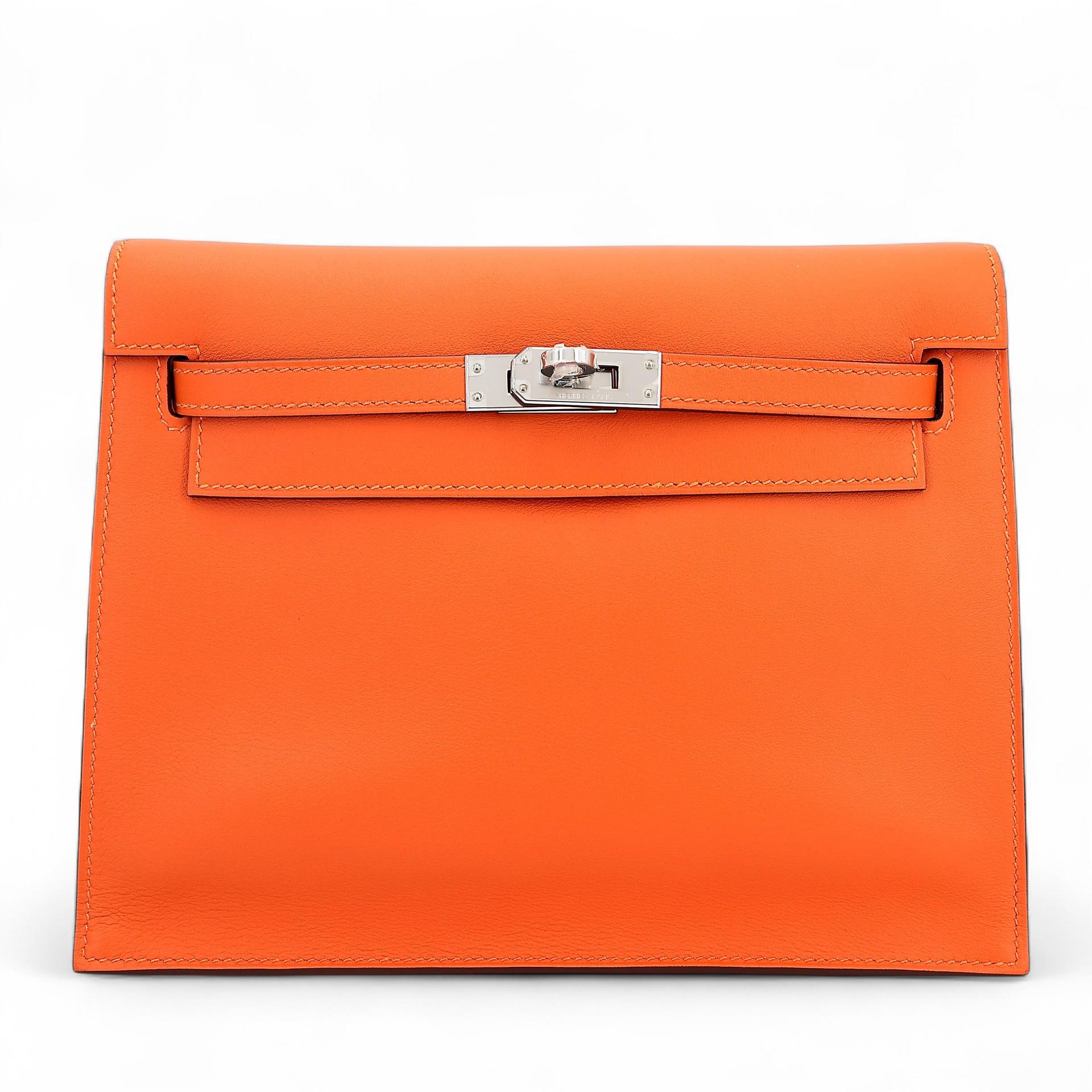 Brand New ( Rank N ) HERMÈS Kelly Danse Orange (93) Swift Palladium hardware W (2024) - 1