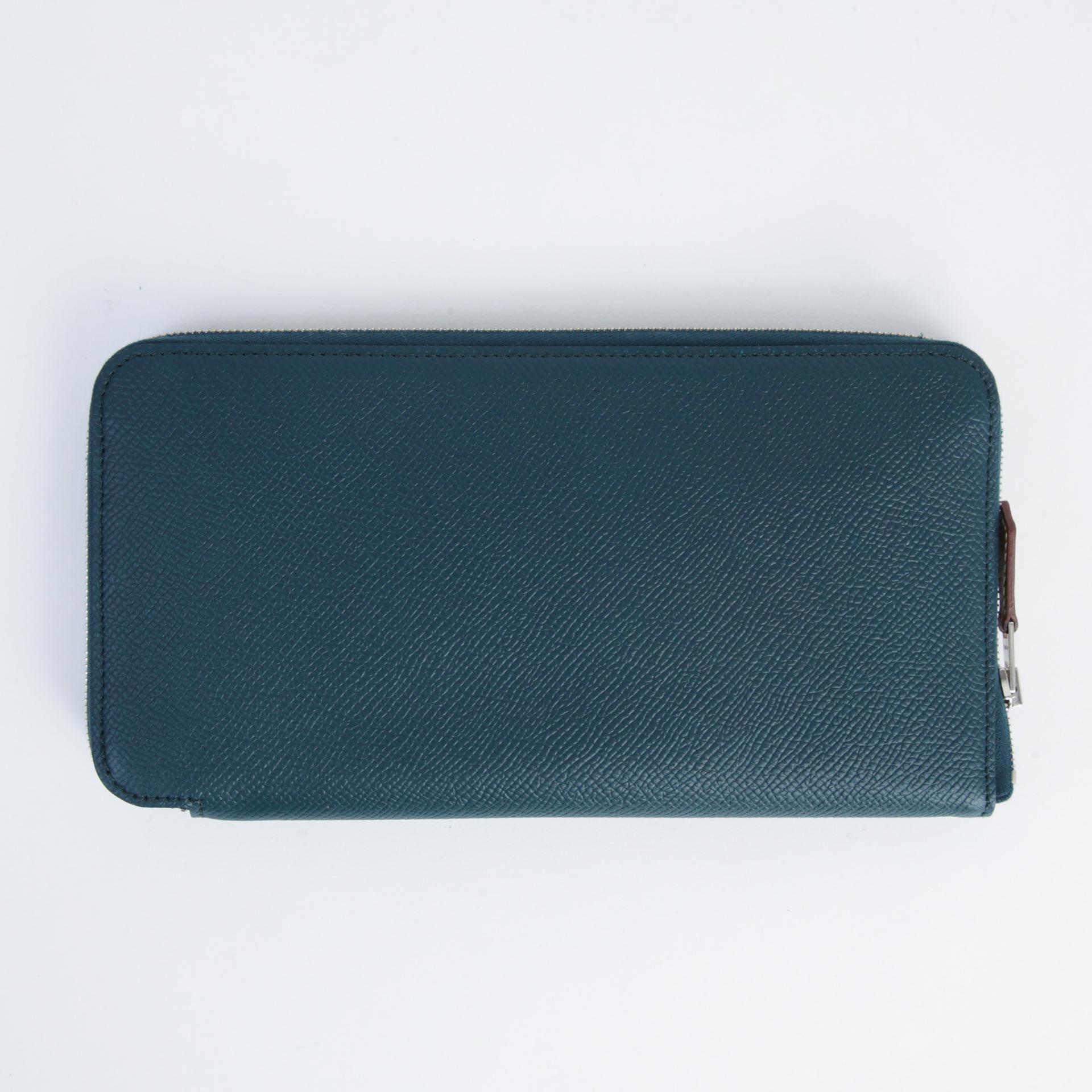 Excellent ( Rank SA ) HERMÈS Silk in Azap Long Wallet Vert Cypress (6O) Epsom Palladium hardware D (2019) - 2