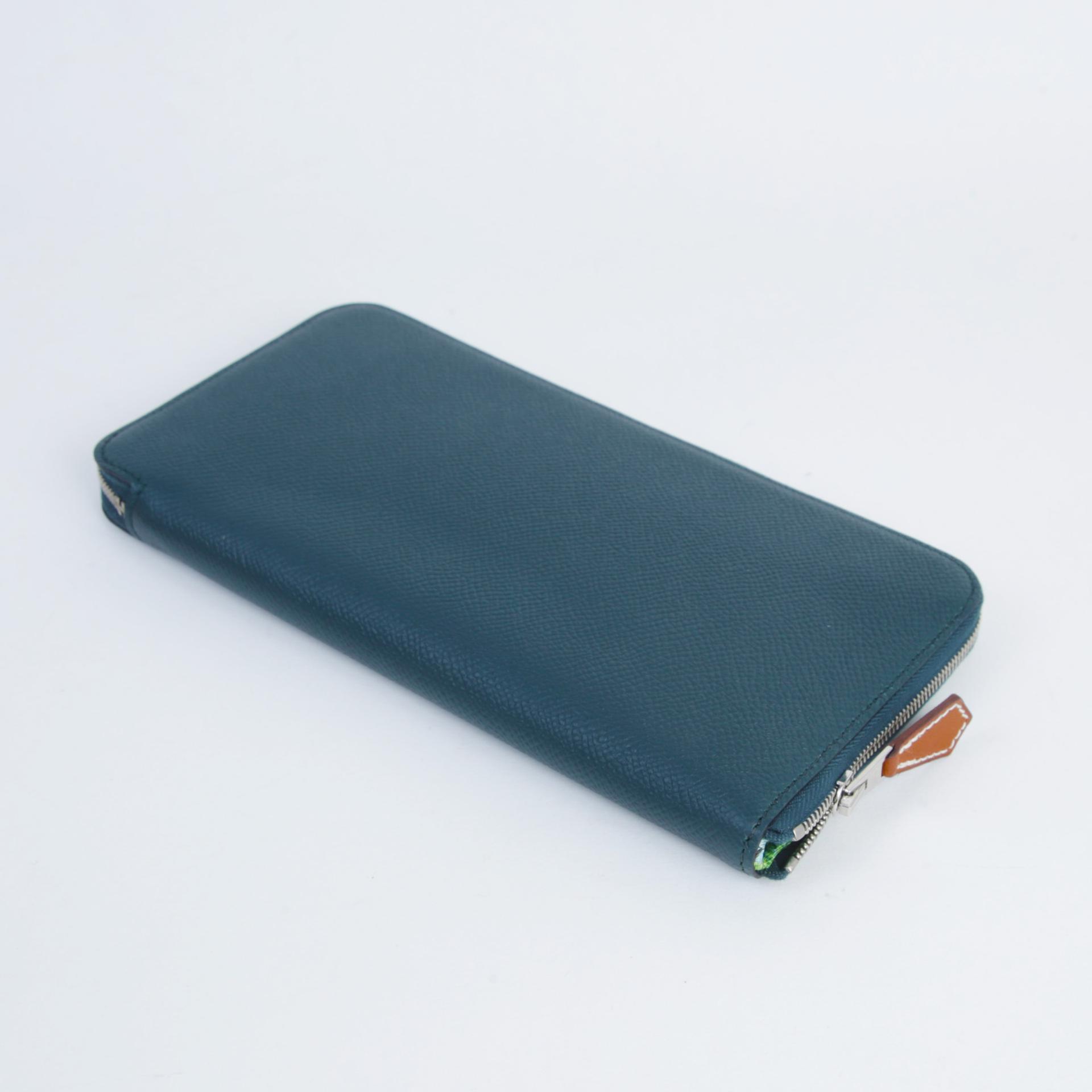 Excellent ( Rank SA ) HERMÈS Silk in Azap Long Wallet Vert Cypress (6O) Epsom Palladium hardware D (2019) - 4