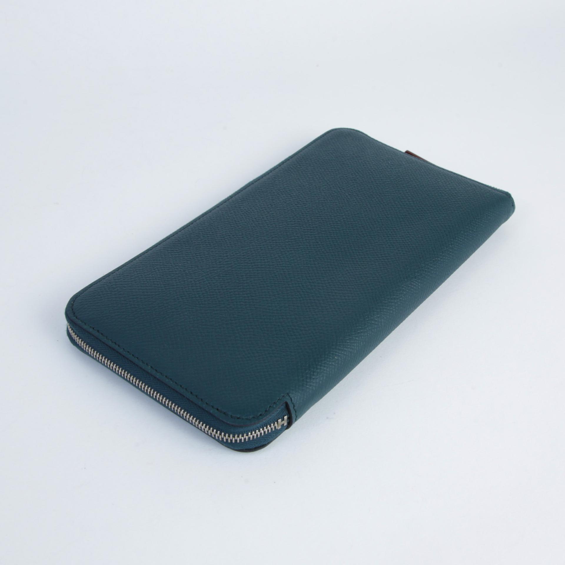 Excellent ( Rank SA ) HERMÈS Silk in Azap Long Wallet Vert Cypress (6O) Epsom Palladium hardware D (2019) - 3