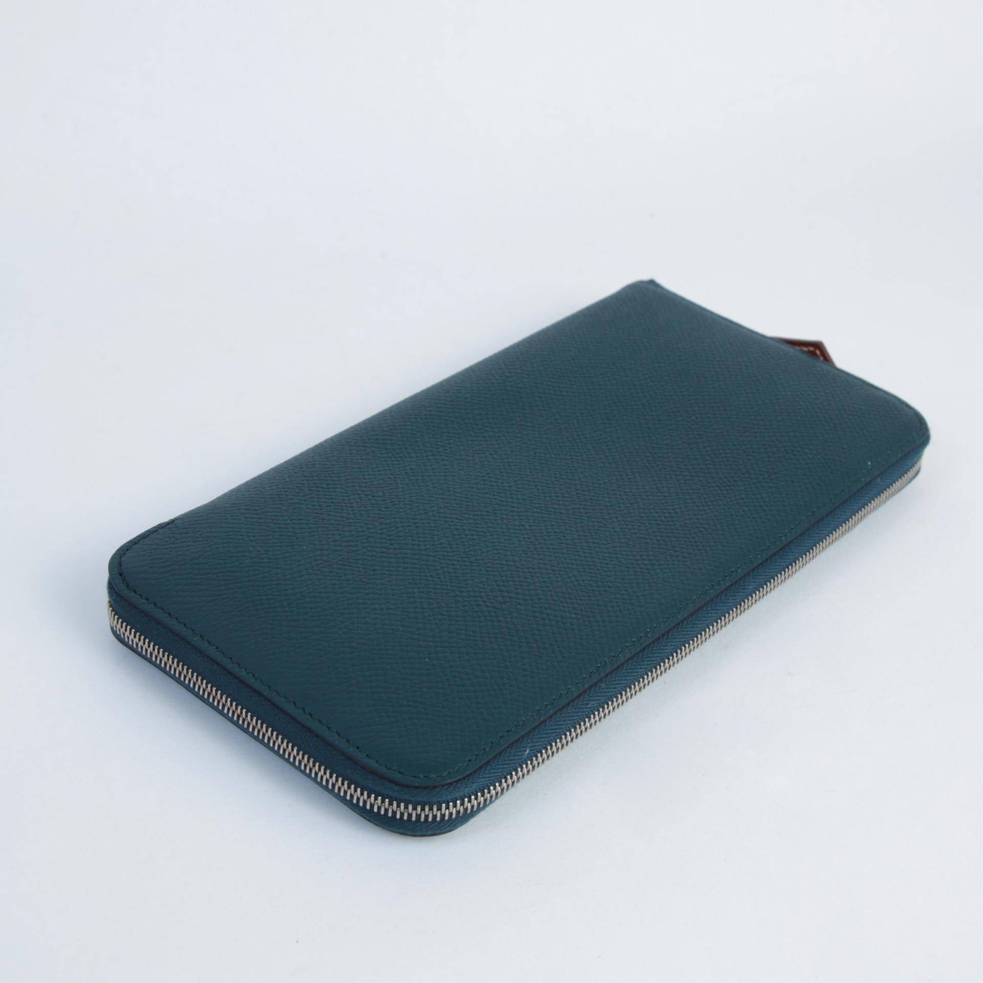 Excellent ( Rank SA ) HERMÈS Silk in Azap Long Wallet Vert Cypress (6O) Epsom Palladium hardware D (2019) - 5