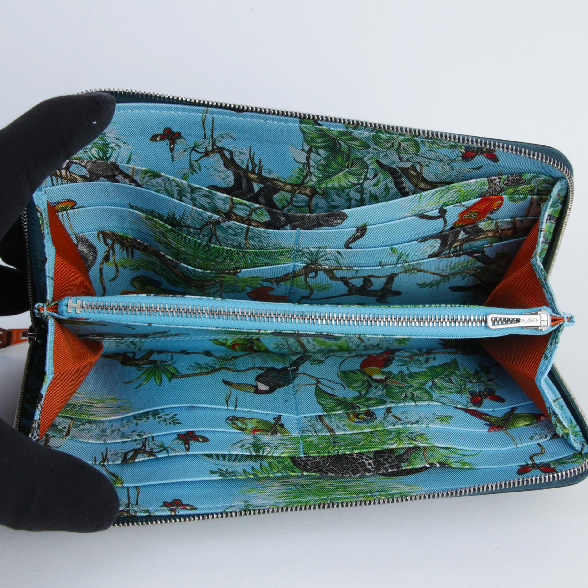Excellent ( Rank SA ) HERMÈS Silk in Azap Long Wallet Vert Cypress (6O) Epsom Palladium hardware D (2019) - 8