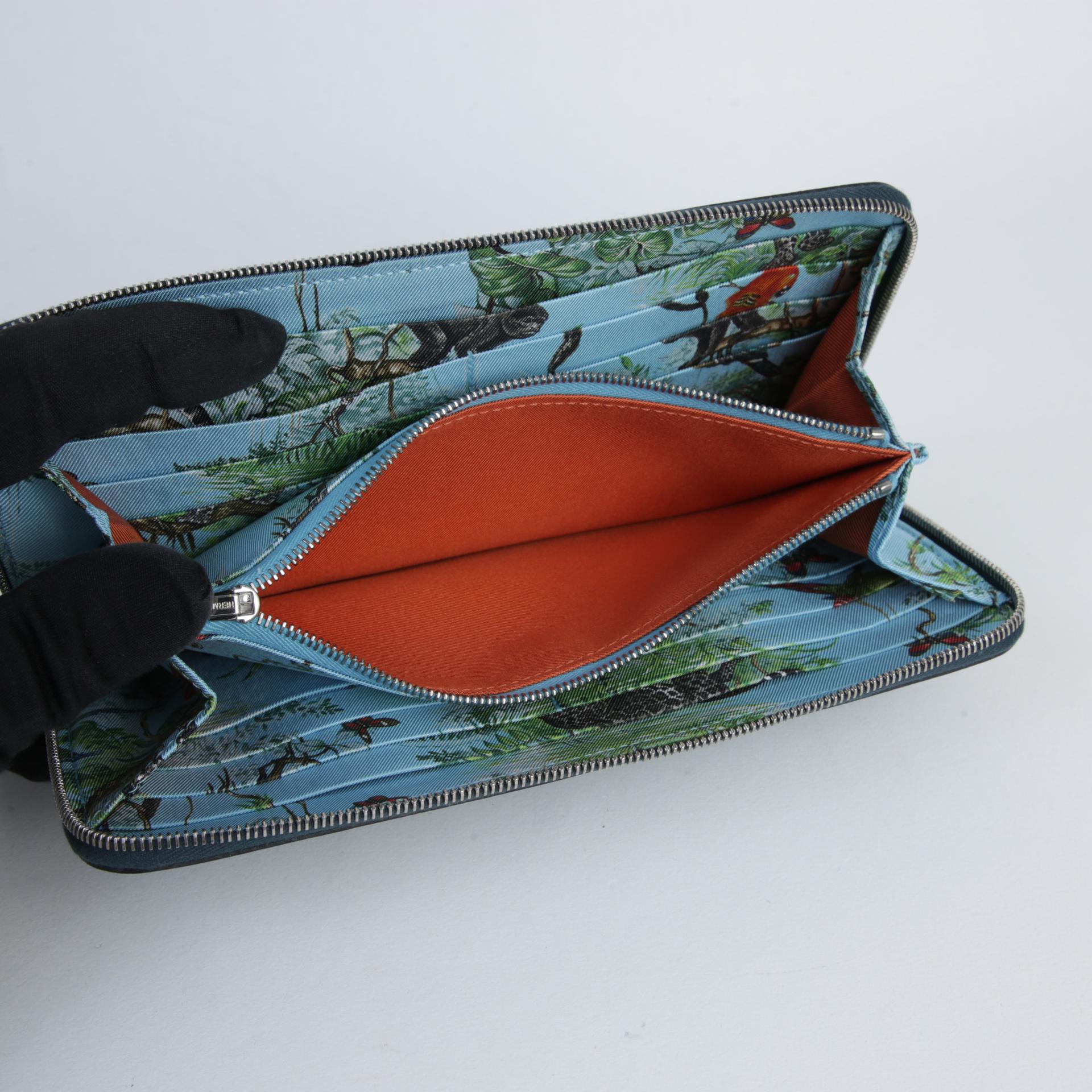 Excellent ( Rank SA ) HERMÈS Silk in Azap Long Wallet Vert Cypress (6O) Epsom Palladium hardware D (2019) - 9