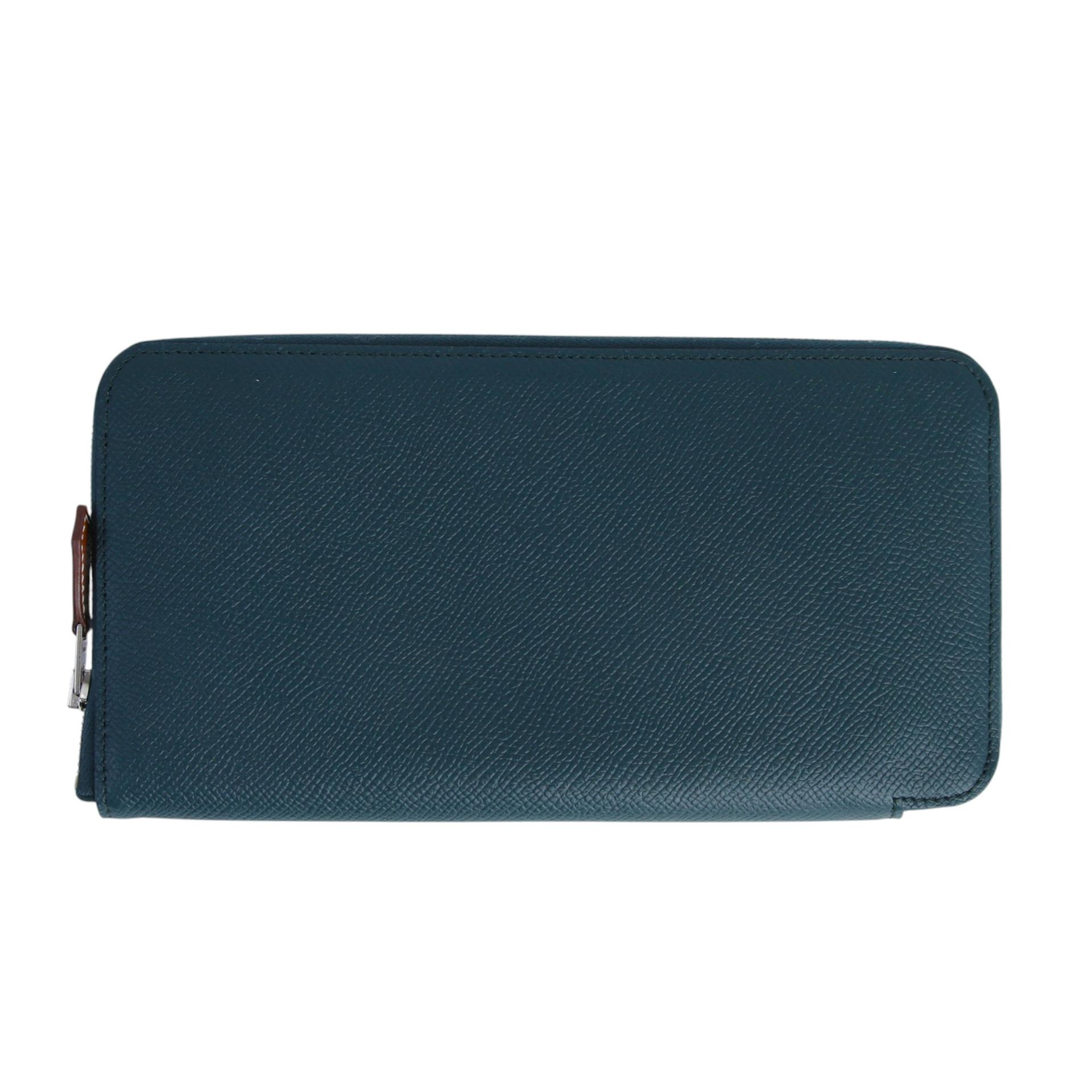 Excellent ( Rank SA ) HERMÈS Silk in Azap Long Wallet Vert Cypress (6O) Epsom Palladium hardware D (2019) - 1