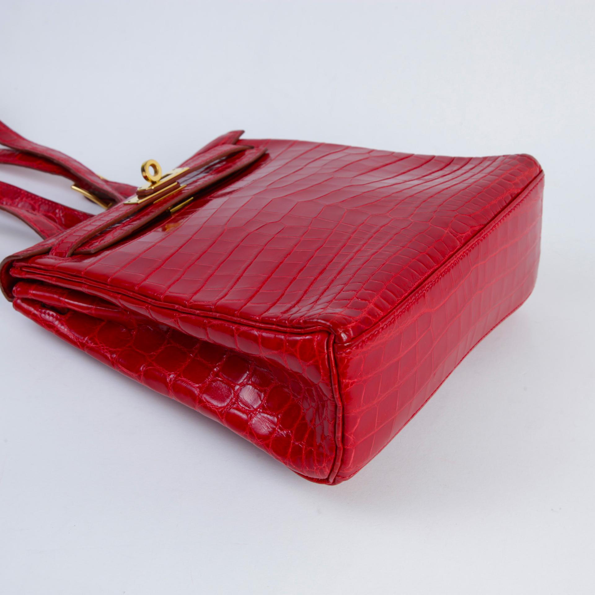 Good ( Rank AB) HERMÈS Kelly Ado PM Braise (95) Shiny Niloticus Crocodile Gold hardware Square A (1997) - 4