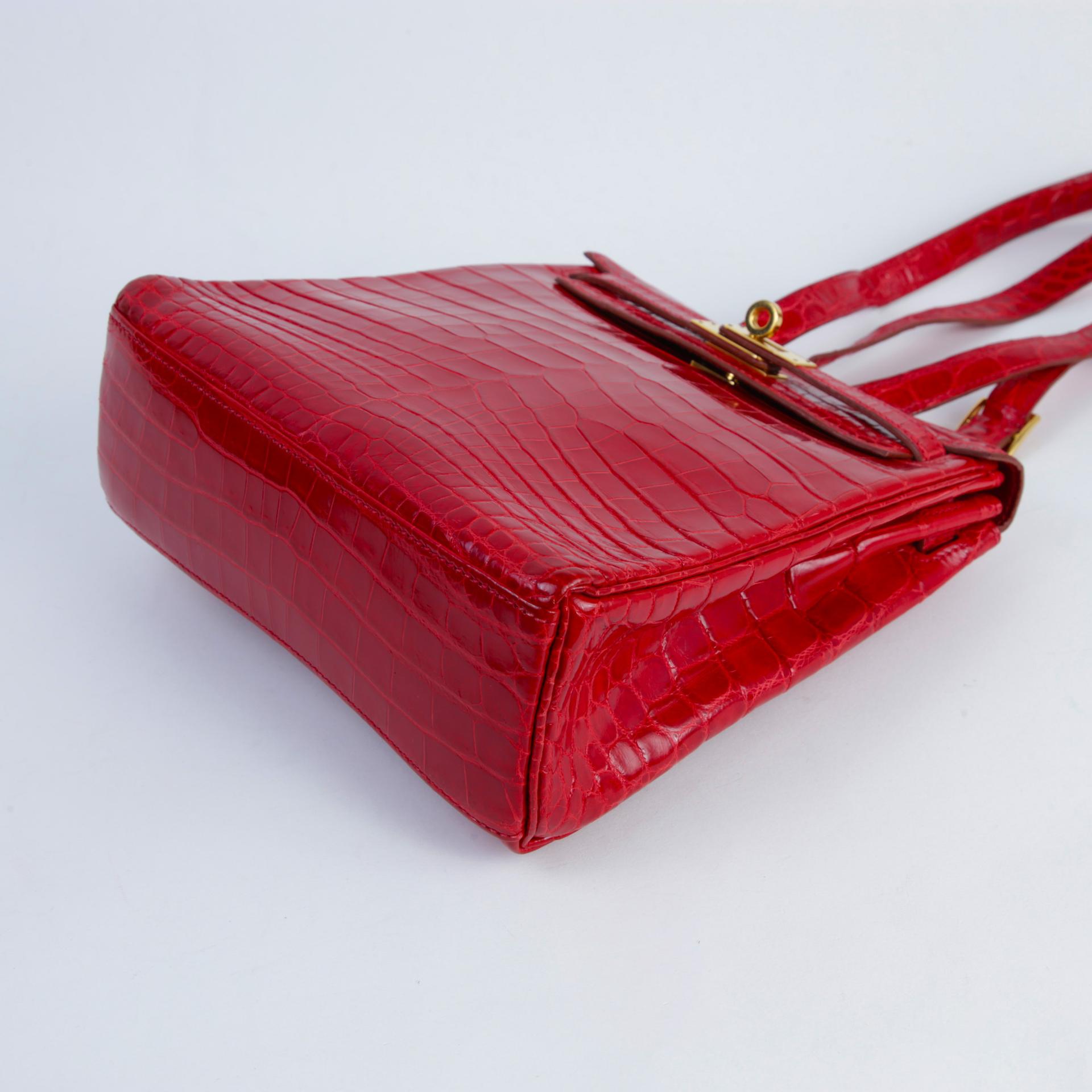Good ( Rank AB) HERMÈS Kelly Ado PM Braise (95) Shiny Niloticus Crocodile Gold hardware Square A (1997) - 5