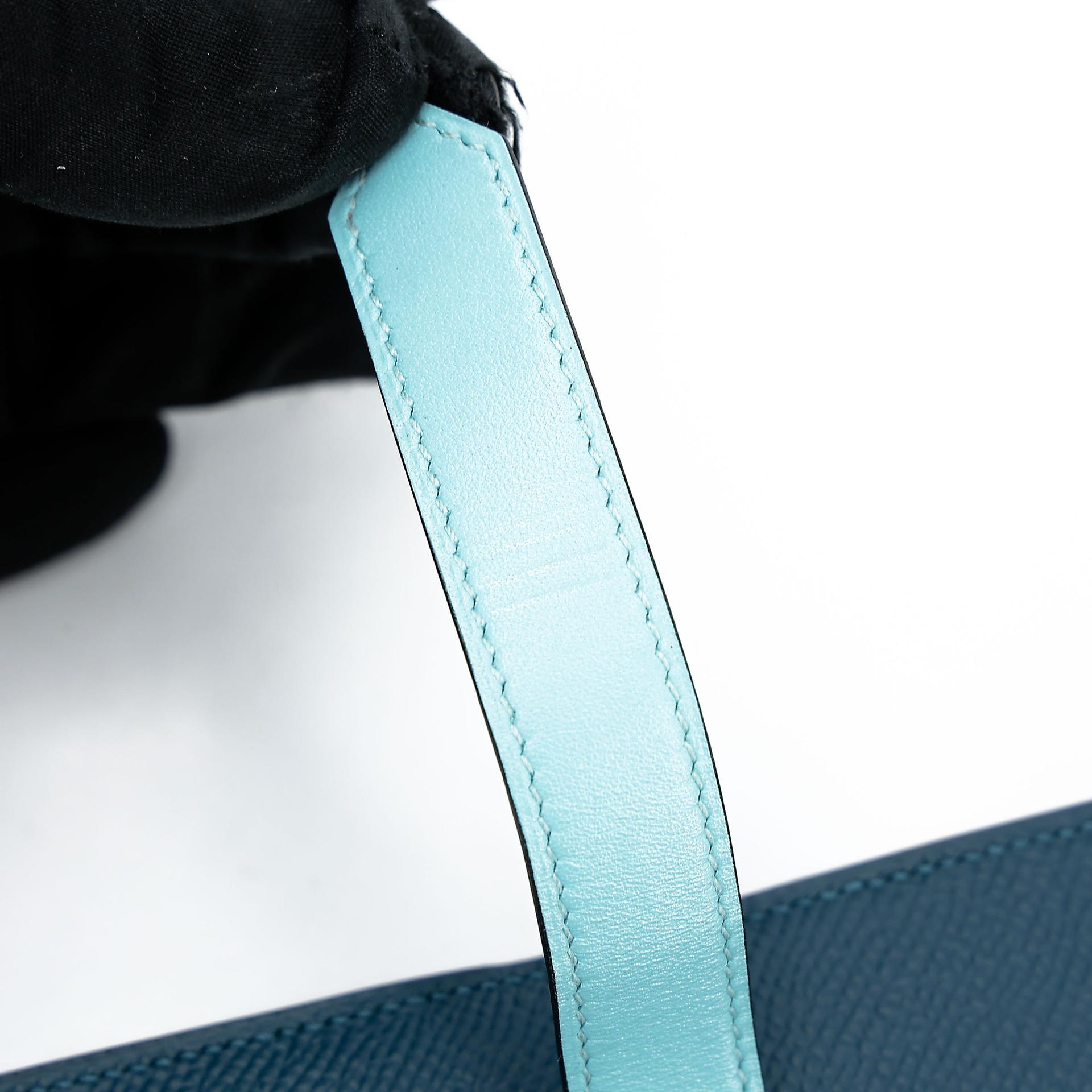 Very Good ( Rank A) HERMÈS Bearn Souffle wallet Colvert (1P) Bleu Atoll (3P) Epsom Tadelakt Palladium hardware X (2016) - 10