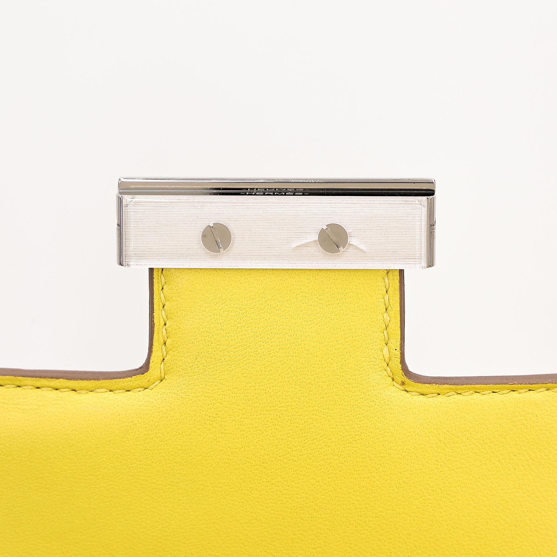 Unused ( Rank NS ) HERMÈS Constance 24 Lime (9R) Evercolor Palladium hardware D (2019) - 10