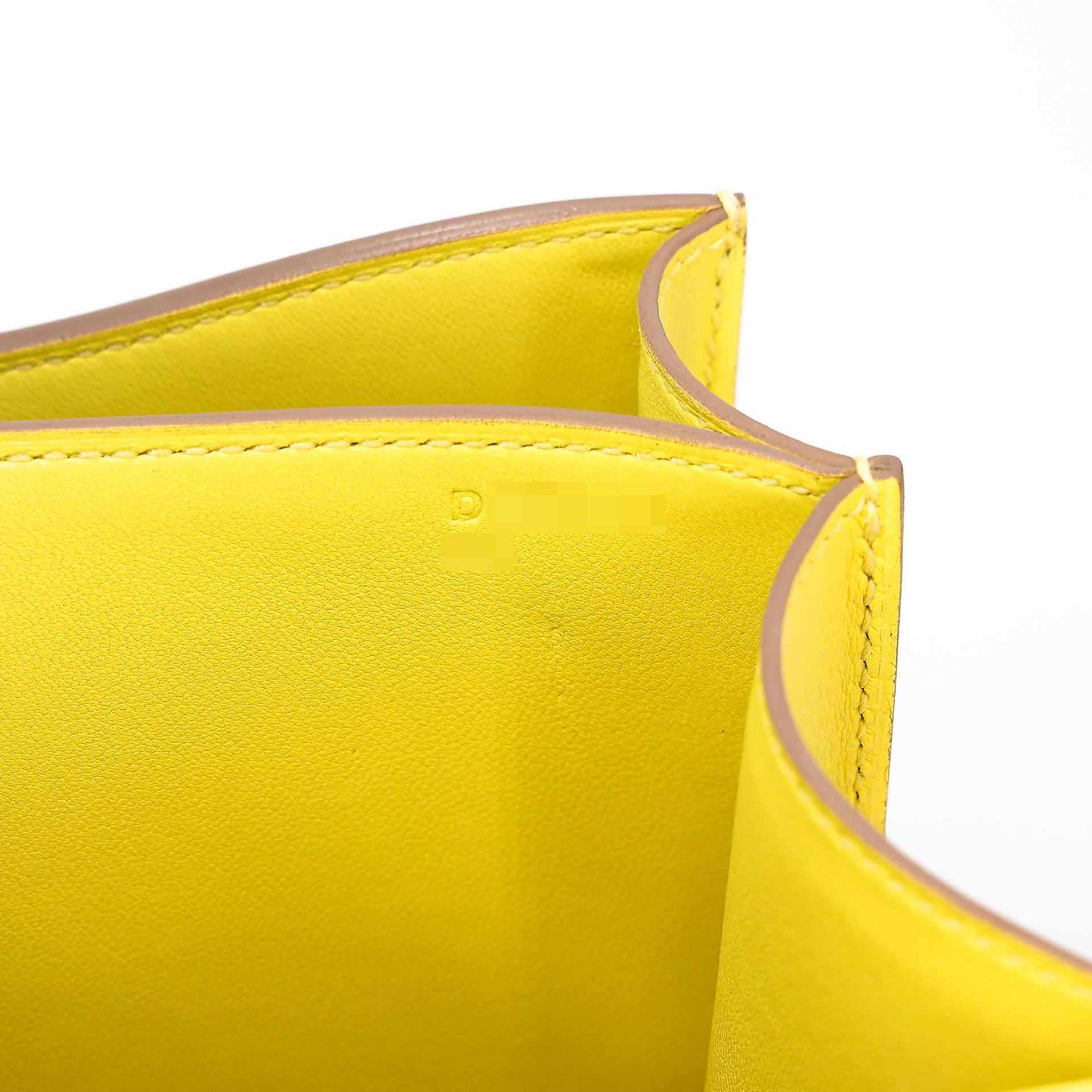 Unused ( Rank NS ) HERMÈS Constance 24 Lime (9R) Evercolor Palladium hardware D (2019) - 13